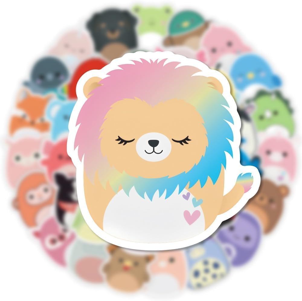 HNTR Animal Stickers - 50 Adorable & Cute Decals for Kids Room, Laptops, Water Bottles & DIY Crafts