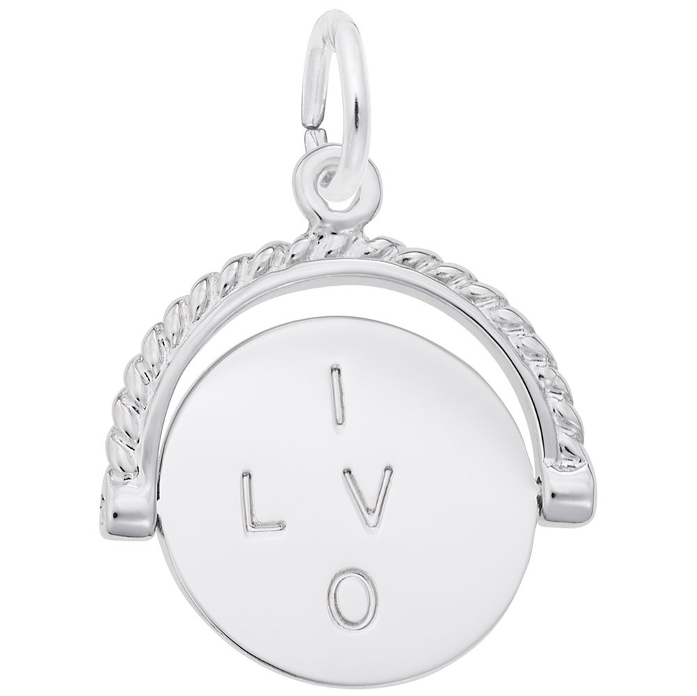 I Love You Spinner Charm - Sterling Silver Spinning Pendant for Bracelets & Necklaces - Romantic Gift for Her, Valentine's Day, Anniversary (Perfect for Couples & Long Distance Relationships)
