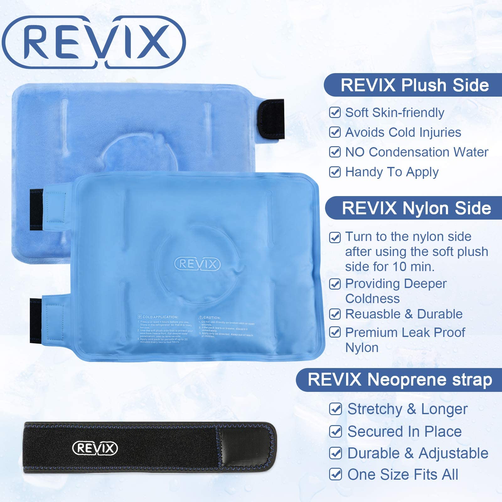 REVIX Reusable Knee Ice Pack Wrap with Cold Compression Therapy - Large Gel Ice Wrap for Knee Pain Relief, Swelling, Injuries & Recovery - Perfect for Post-Workout, Arthritis, Sports Injuries & Surgery Recovery