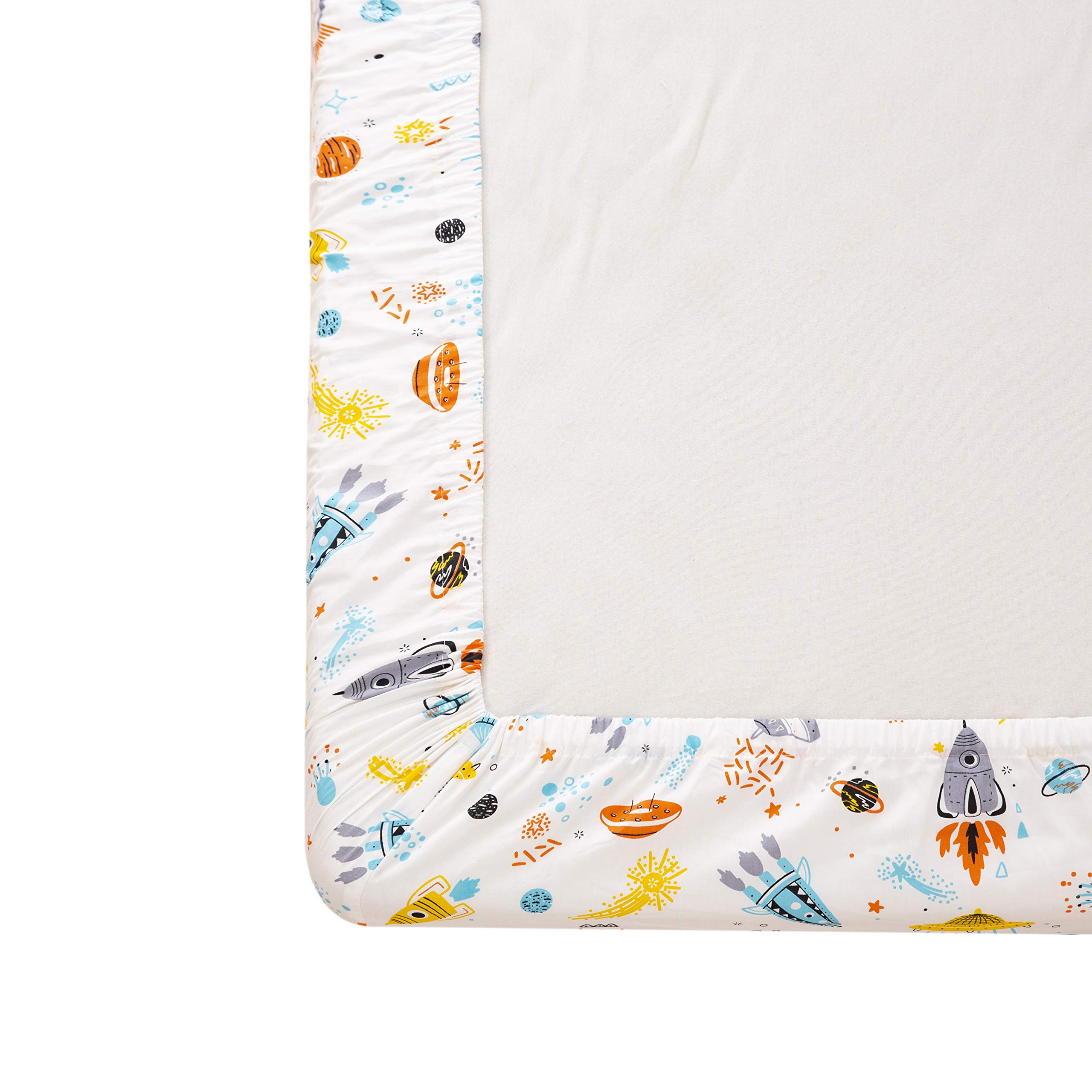Brandream 2-Pack Baby Boys Crib Sheet Sets - 100% Cotton Fitted Crib Sheets with Outer Space, Rocket & Planet Galaxy Theme (Navy/White) for Newborn & Infant - Soft, Breathable Nursery Bedding for Safe Sleep & Nursery Decor