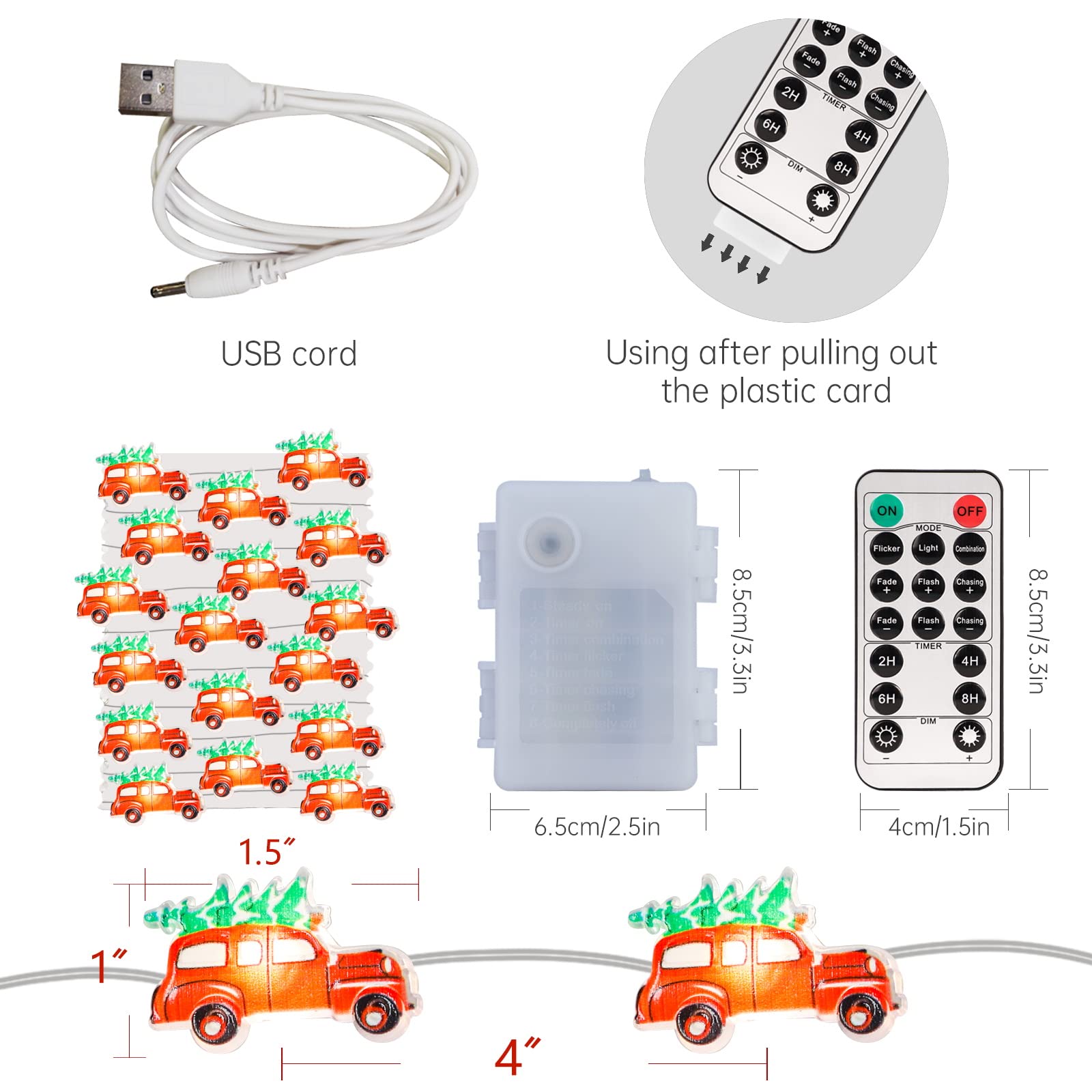 Impress Life 10Ft 30 LED Christmas Tree String Lights - 8 Lighting Modes, Battery/USB Powered with Remote & Timer - Perfect for Holiday Home Decor, Xmas Tree, Party, Wedding & Indoor Festive Lighting