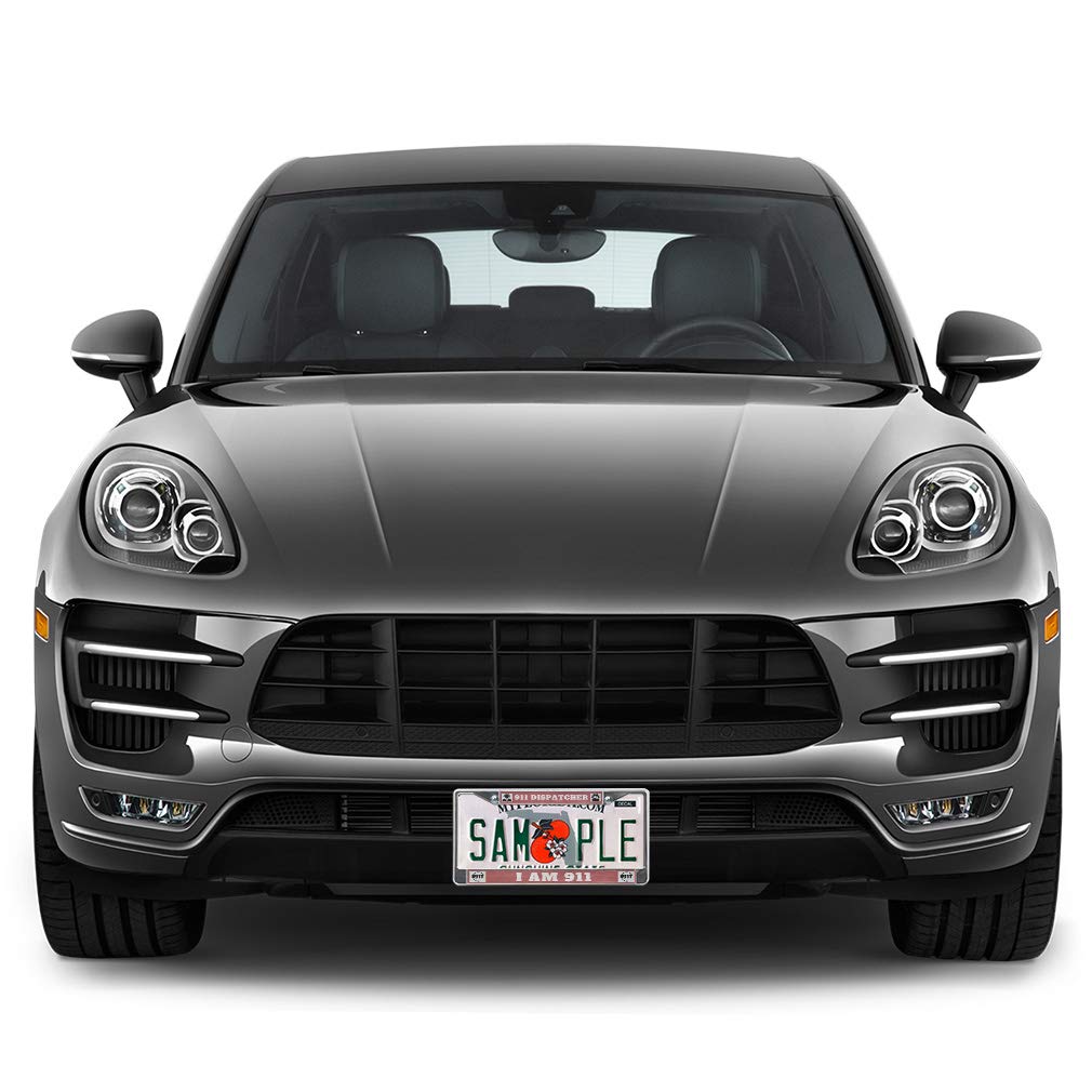 911 Dispatcher I Am B Weatherproof Metal License Plate Frame - Black Solid Insert with 2 Holes | Durable Car Accessory for Police, EMT & First Responders | Perfect for Vehicles, Trucks & Emergency Service Cars