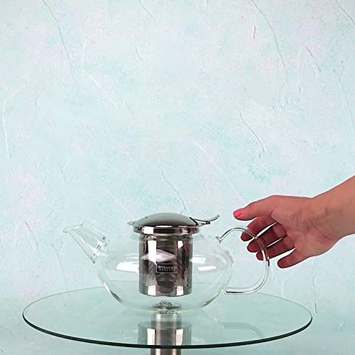 Wilmax 52oz Heat-Resistant Glass Teapot for Stovetop, Dishwasher & Microwave Safe - Perfect for Brewing Tea, Coffee & Herbal Infusions at Home or Office (Model WL-888806/A)