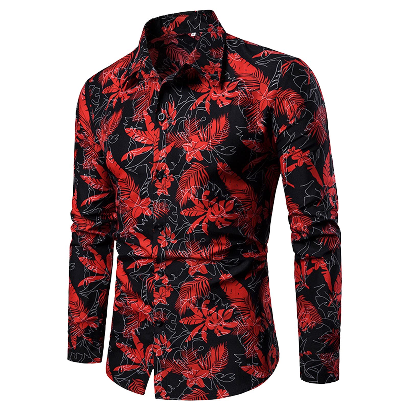 AMZFDC Men's Slim Fit Printed Long Sleeve Button Down Shirt - Casual Regular Fit Dress Shirt for Work, Date Night & Business Casual Outfits