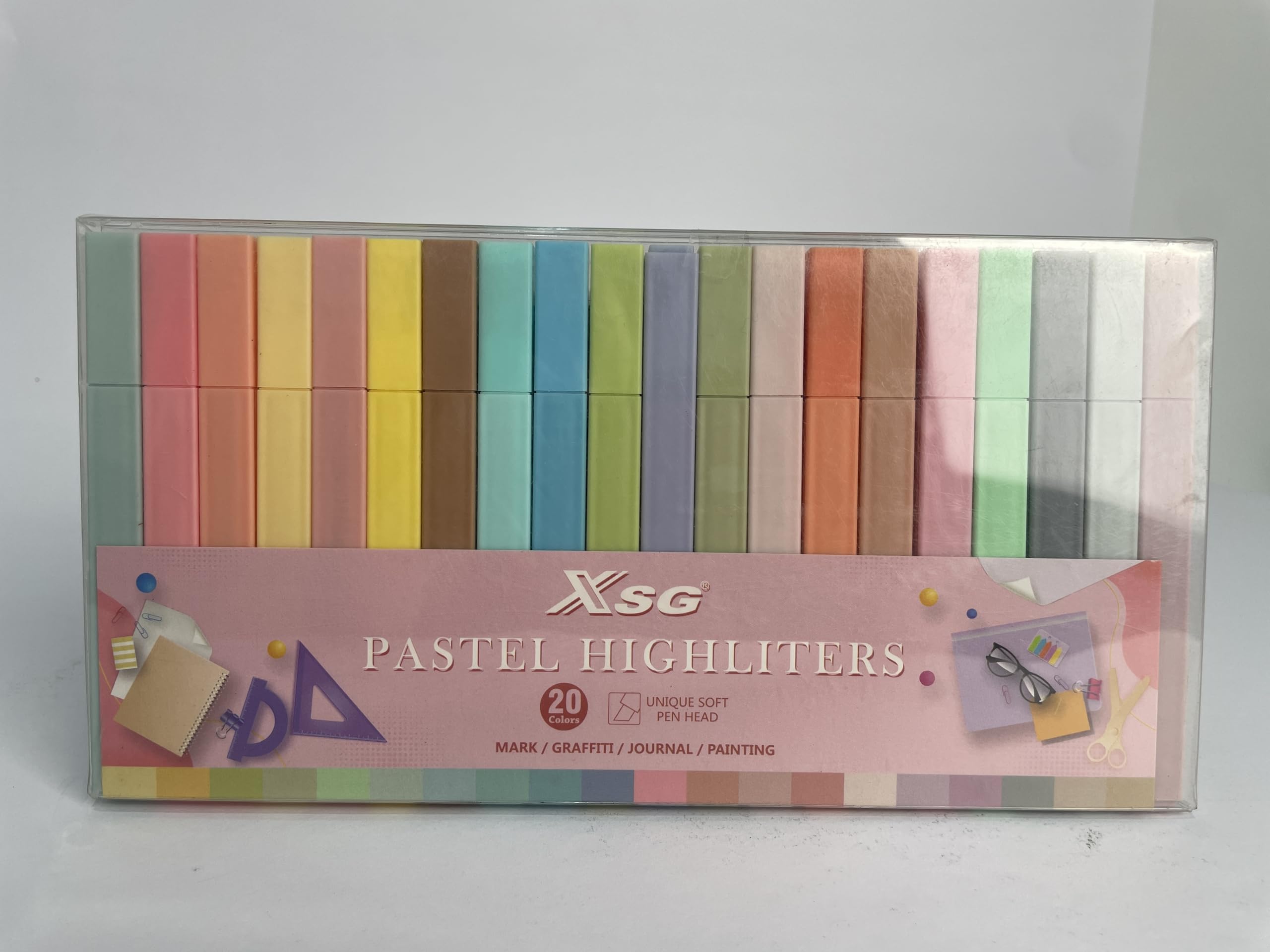 Pastel Highlighters 20 Colors - No Bleed Bible Pens for School & Study