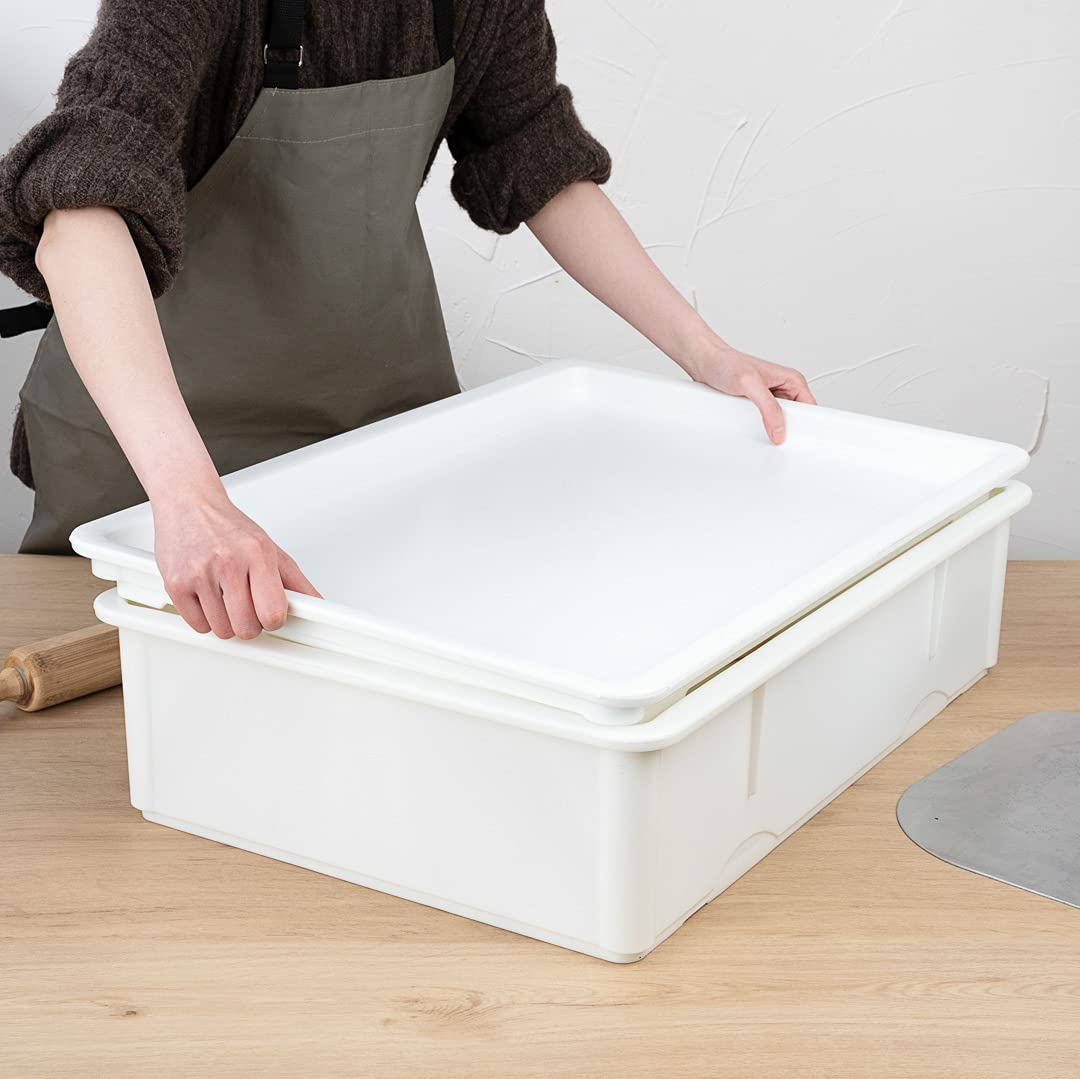 27 x 18 x 6 Inch White Plastic Proofing Boxes - 10 Pack Stackable Rectangle Dough Boxes, Dishwasher-Safe & Durable (Lids Sold Separately) - Perfect for Pizza Dough Rising, Bakery Storage & Commercial Kitchen Use