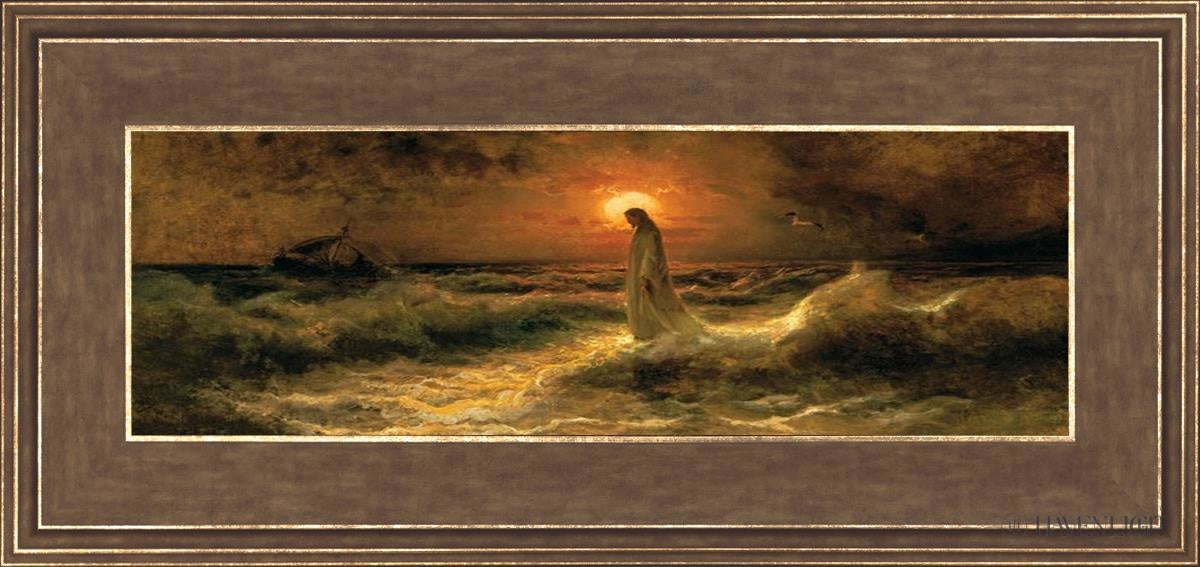 Christ Walking On The Water - Religious Wall Art Decor for Home, Church & Office - Inspirational Christian Painting for Faith-Based Interiors