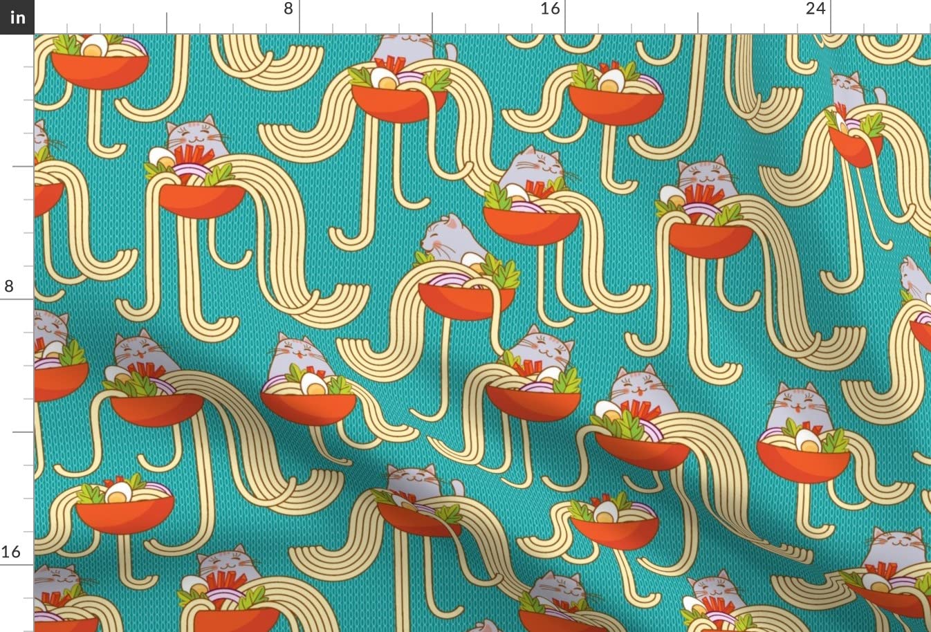 Funny Noodle Cats Orange Cat Eating Pasta Printed Minky Fabric - Soft Fat Quarter for Sewing Baby Blankets, Quilt Backing & Plush Toys - Perfect for DIY Crafts, Home Decor & Gift Making
