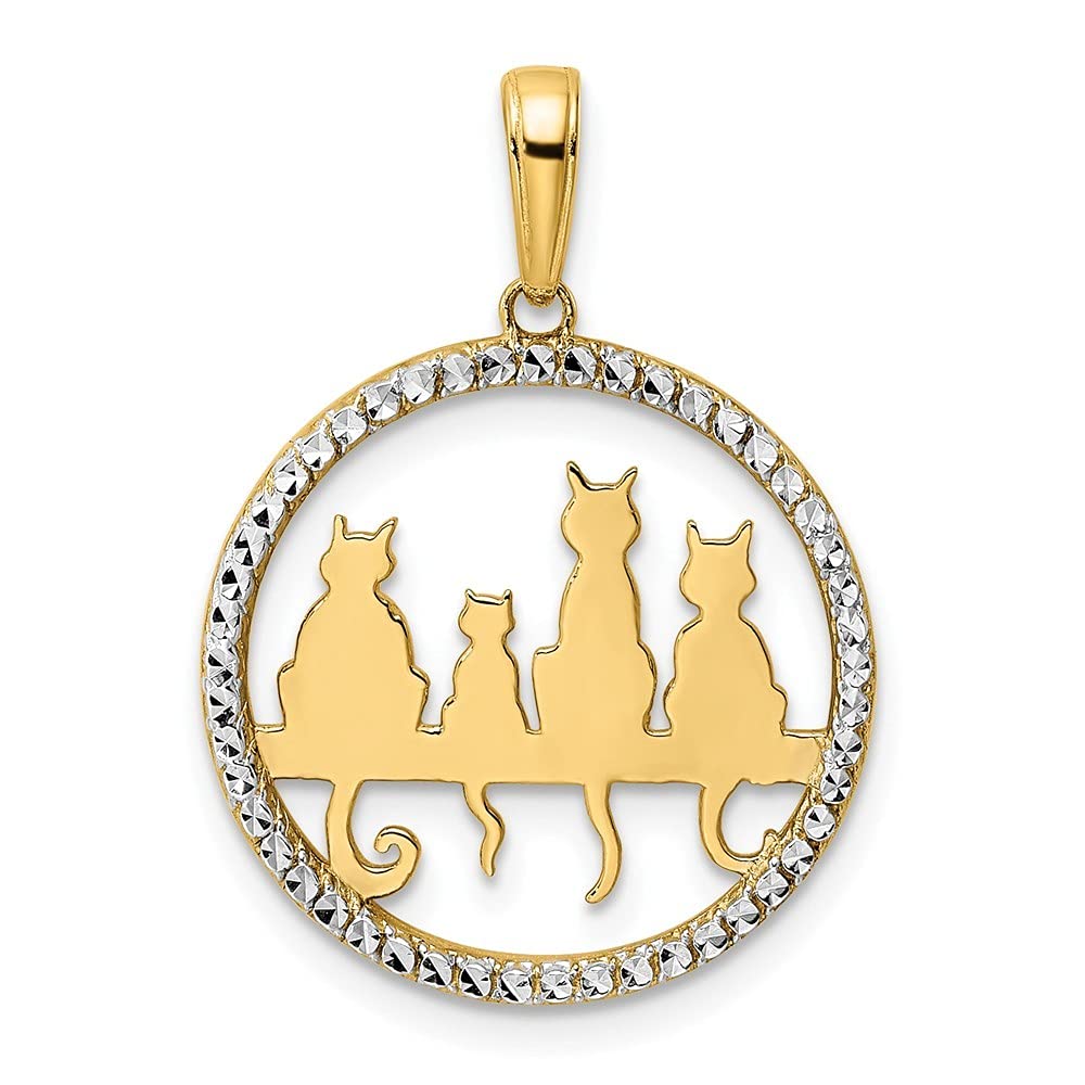 14K White Rhodium Sparkle Cut Cat Sitting Bench Pendant Necklace - Elegant Jewelry Gift for Women, Girls, Cat Lovers | Perfect for Birthday, Anniversary, Valentine's Day & Everyday Wear