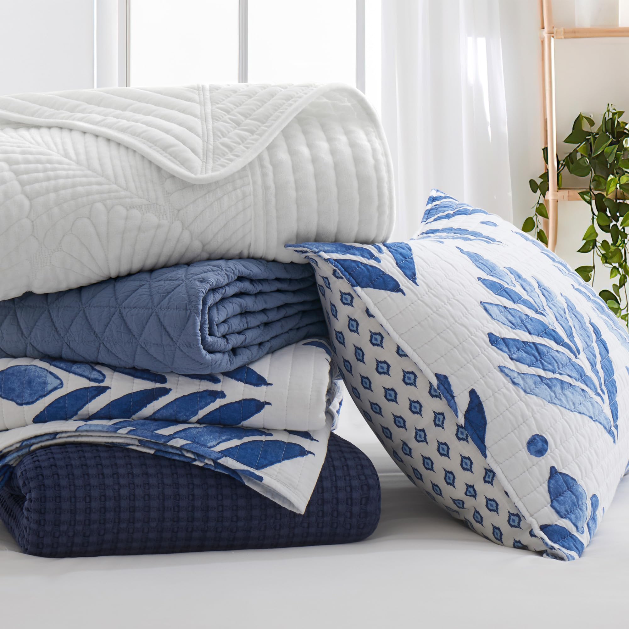 Levtex Home Mills Waffle Full/Queen Quilt Set - 100% Cotton Waffle Weave Bedding - Bright White Quilt (88