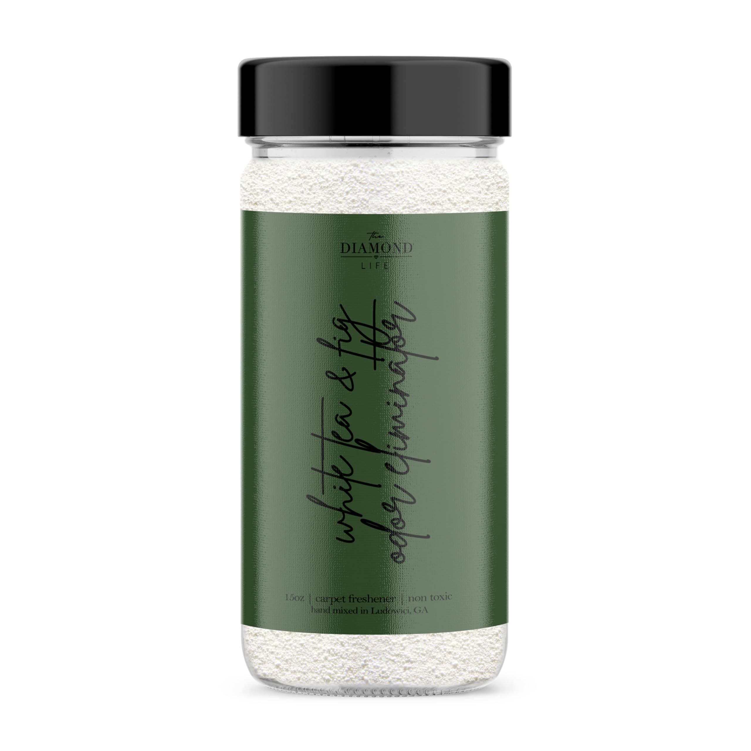 White Tea & Fig Natural Carpet Refresher Powder - Odor Eliminator for Mattress, Upholstery & Pet Beds | Safe Deodorizer for Homes with Kids & Pets | Freshens Carpets, Cat Litter & Dog Areas