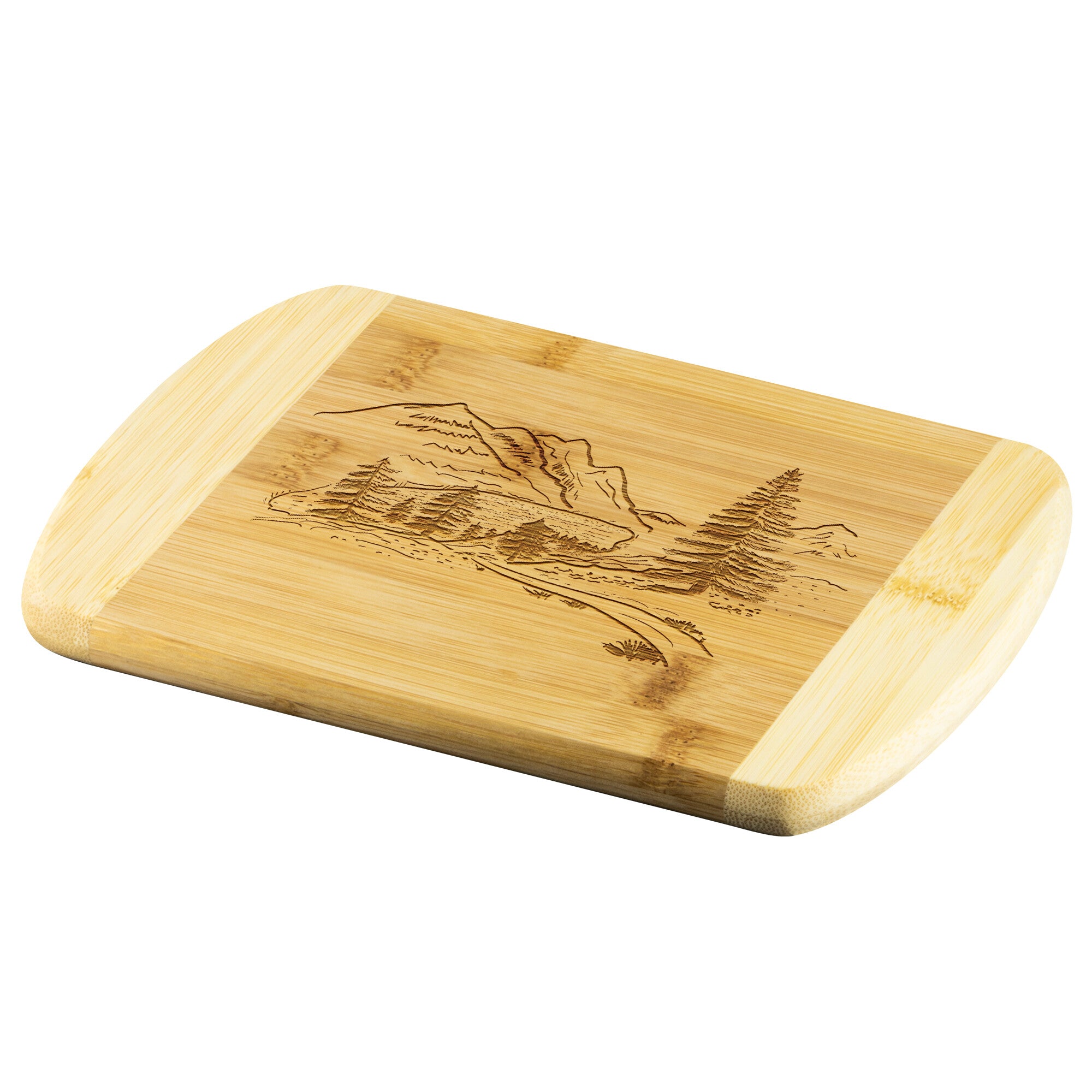 Organic Bamboo Cutting Board with Mountain Valley Design - Durable Kitchen Chopping Board for Cooking, Serving & Decor - Perfect for Housewarming, Cabin, Lodge & Rustic Kitchen Decor