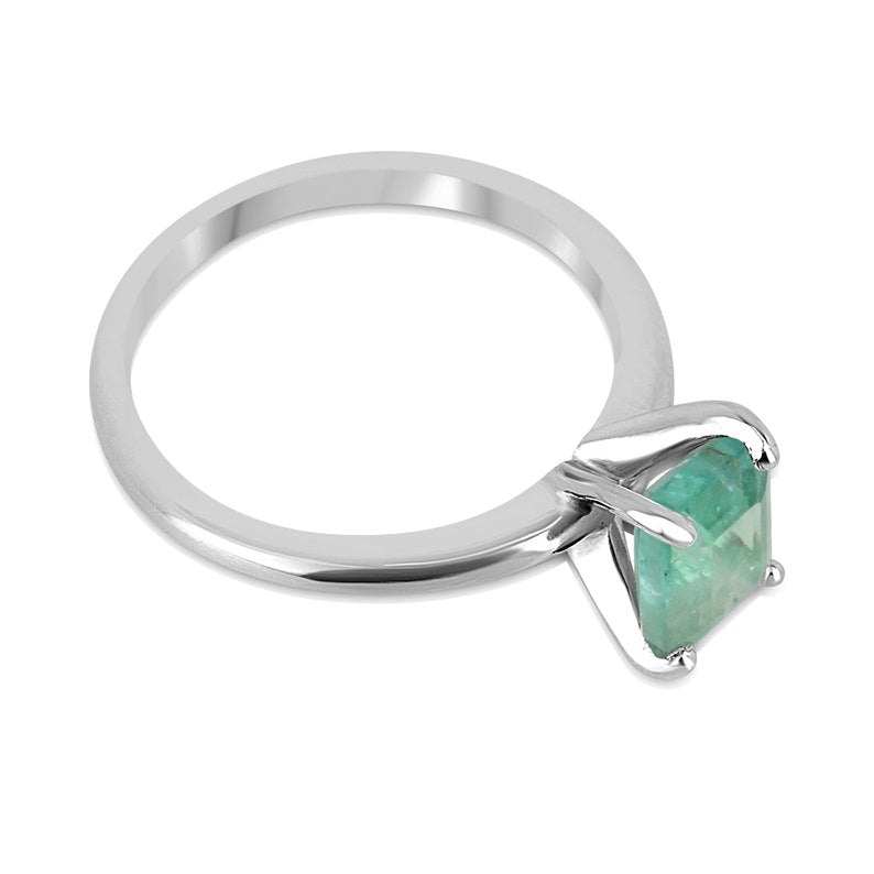 1.45ct Emerald Cut Solitaire Ring in Sterling Silver - Minimalist 4 Prong Engagement Ring for Women, Wedding Band, Anniversary Gift