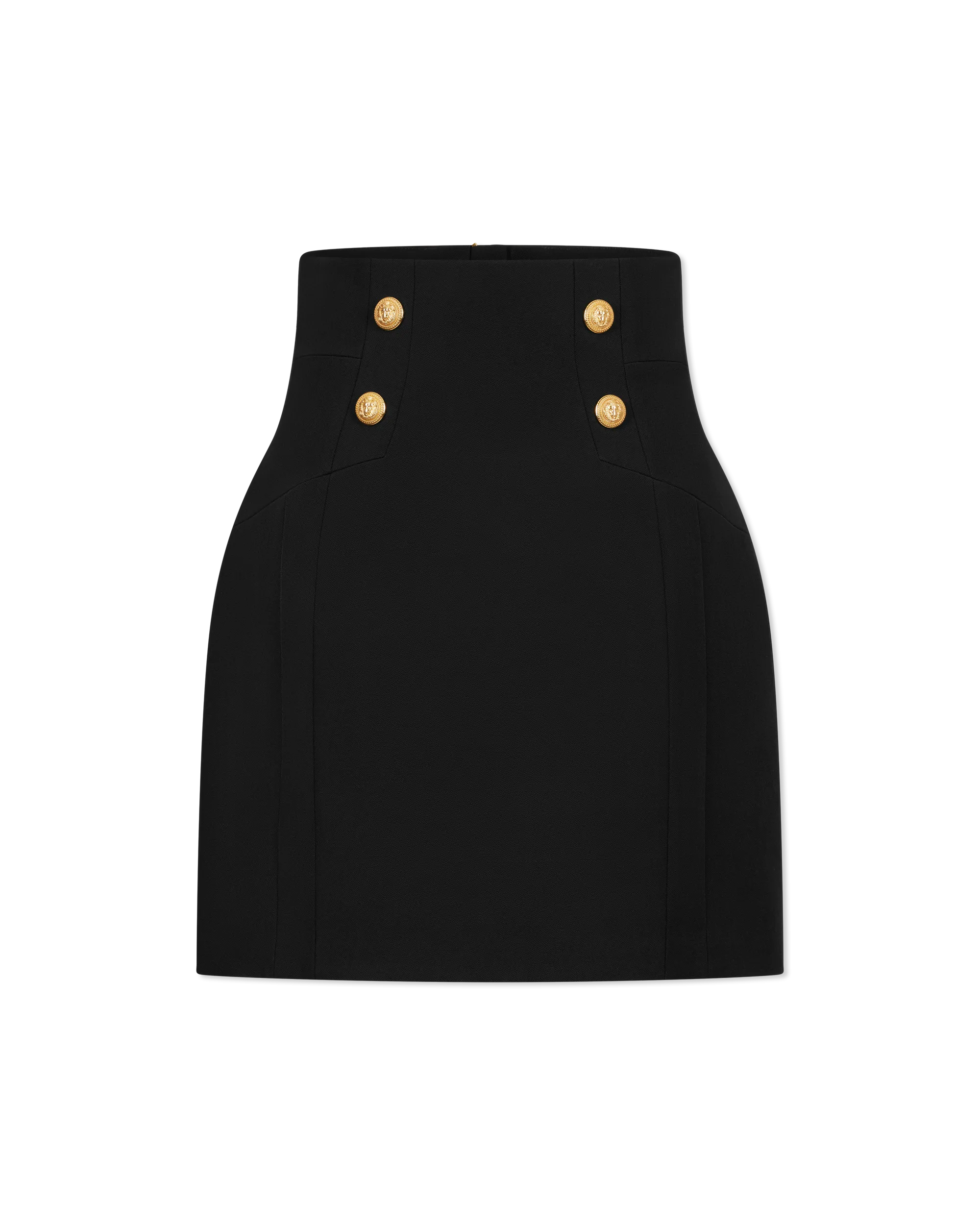 High Waisted 4 Button Wool Mini Skirt for Women - Vintage A-Line Pleated Skirt Winter Warm Office & Party Outfit