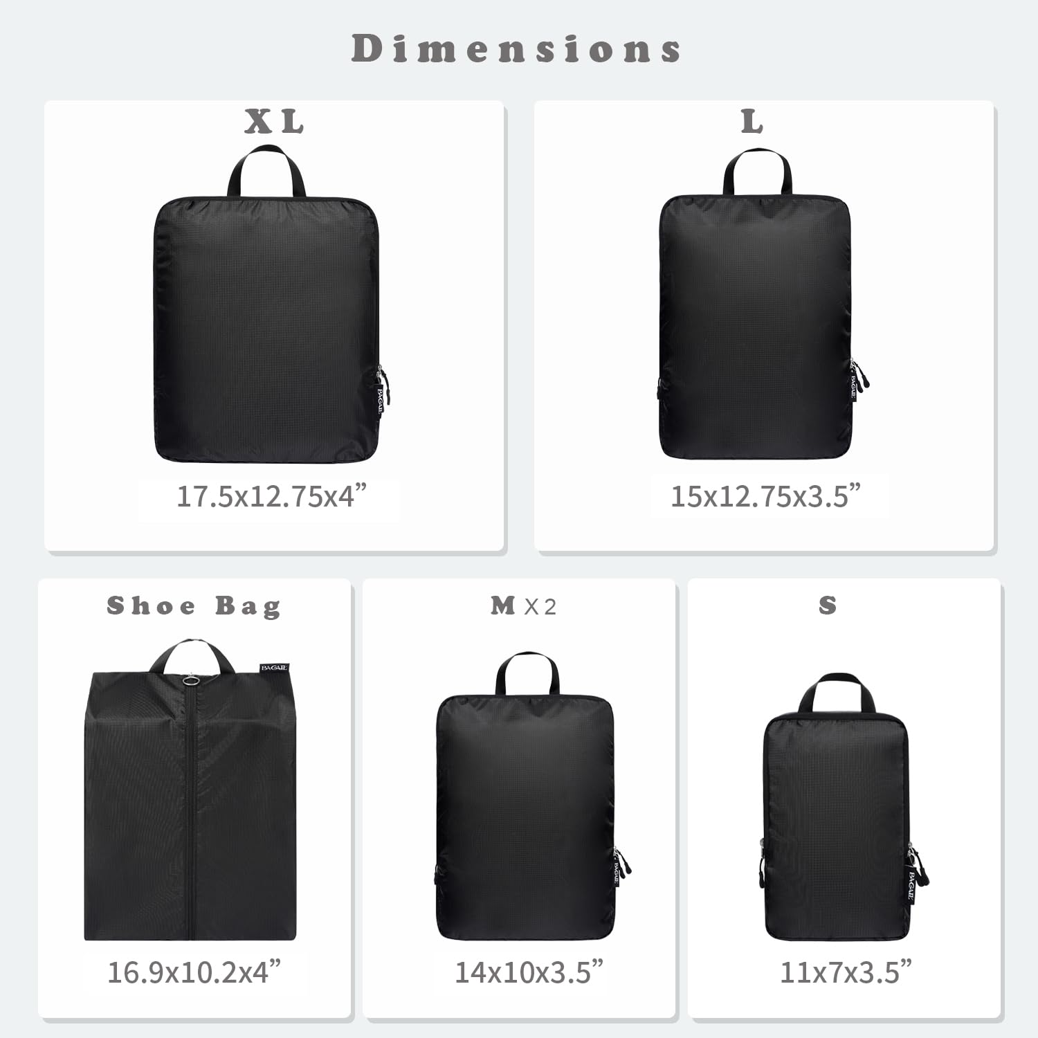 BAGAIL 4-Piece/6-Piece Ultralight Compression Packing Cubes Set - Travel Luggage Organizer for Suitcase & Backpack (70D Nylon, Black) - Perfect for Business Trips, Vacations & Weekend Getaways
