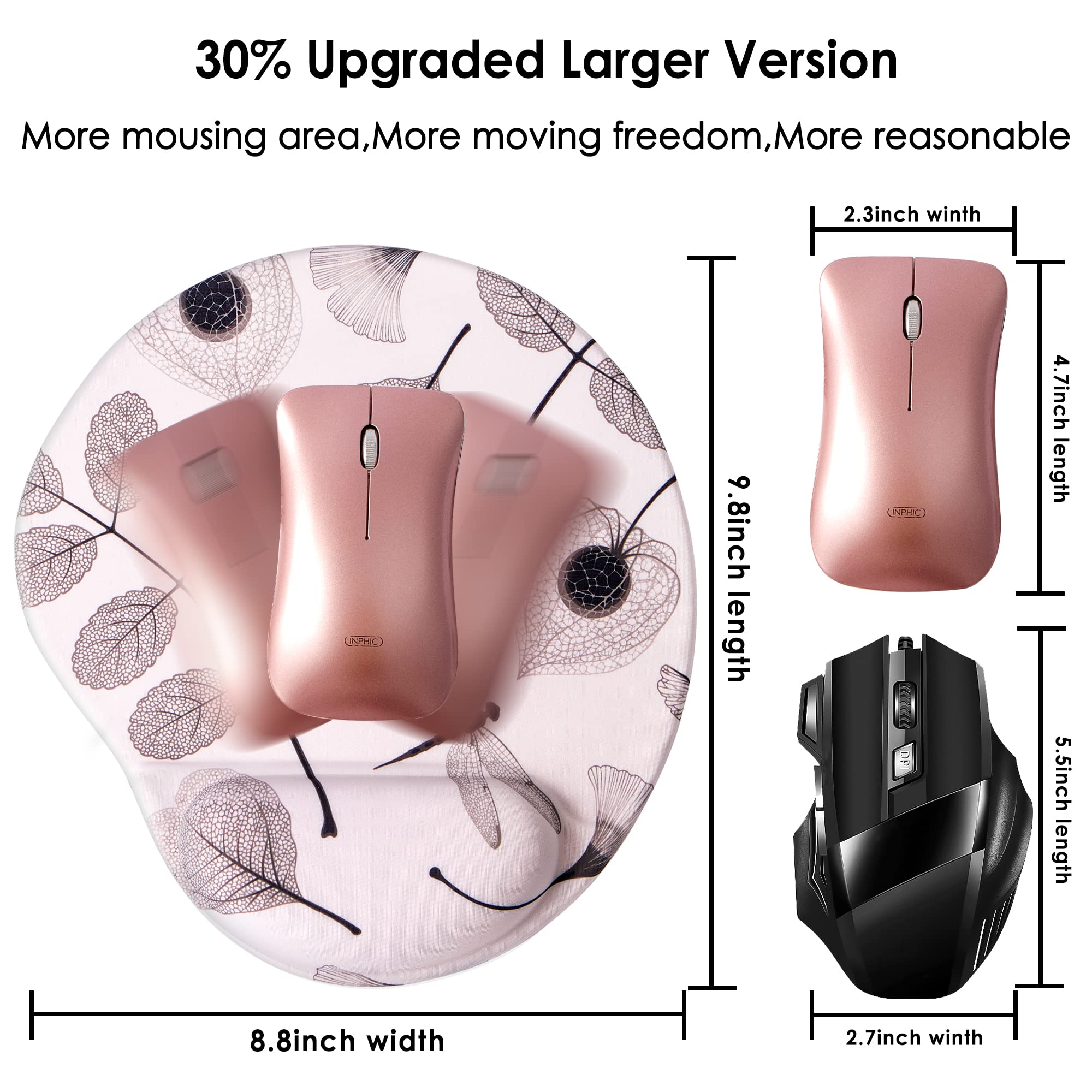 Ergonomic Mouse Pad with Wrist Support - Comfortable Non-Slip PU Base Mouse Wrist Rest for Office, Gaming & Home Computers - Pain Relief for Long Hours Use (Off-White Leaf Design) | Perfect for Workstations, PC Gaming Setups & Home Office Desks
