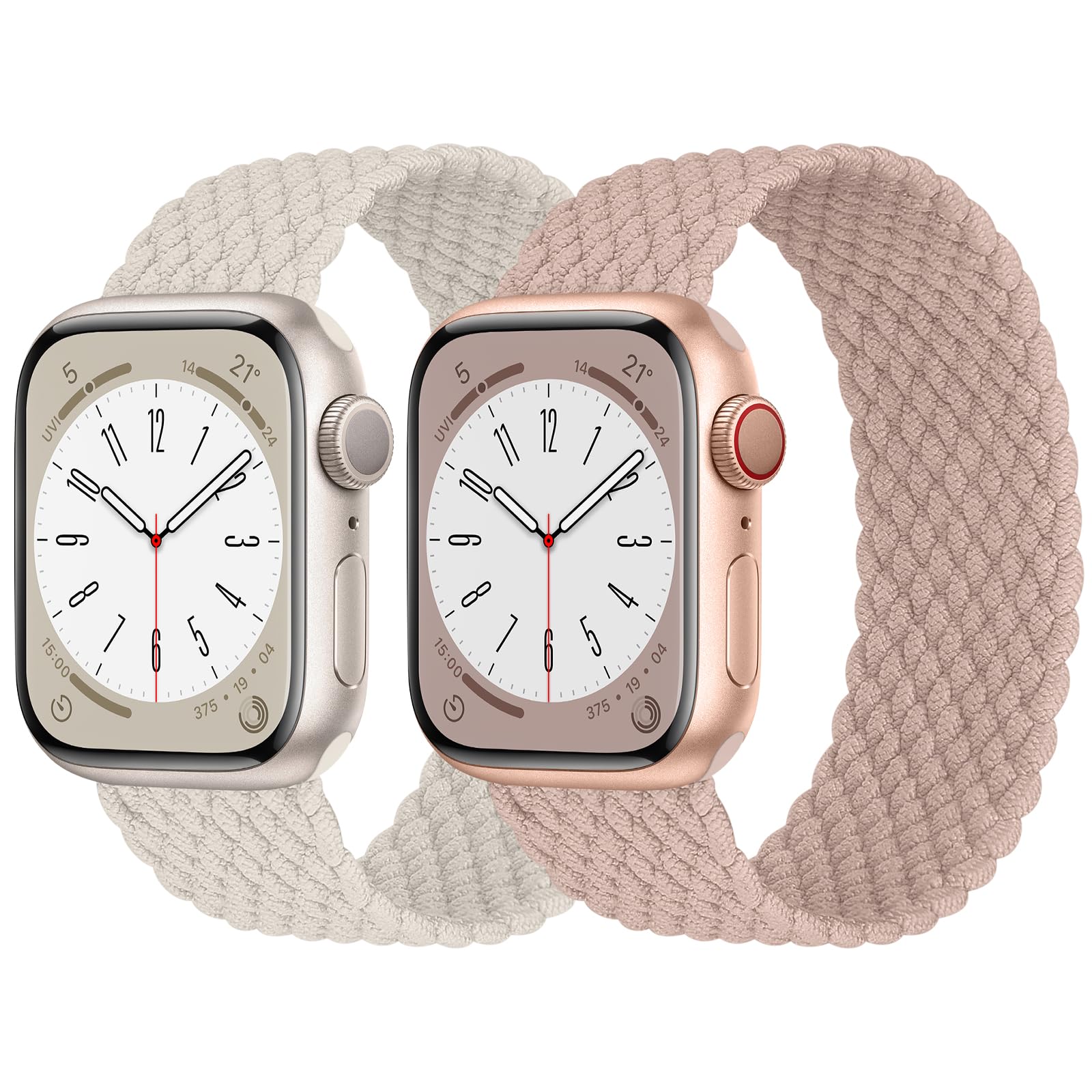 Braided Solo Loop Stretch Band Compatible with Apple Watch 41mm 40mm 38mm 44mm 45mm 42mm 49mm - Soft Breathable Sport Strap for iWatch Series 8/7/6/5/4/3/2/1/SE/Ultra - Perfect for Running, Workouts & Everyday Wear (Men & Women)