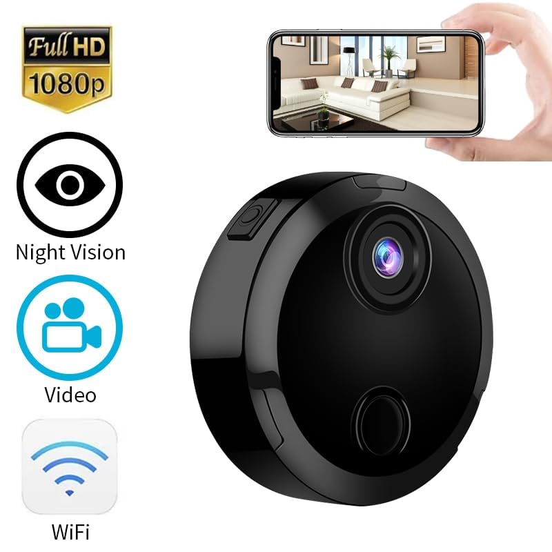 Full HD Mini Hidden Surveillance Camera with Night Vision - Indoor/Outdoor WiFi Spy Camera for Pets, Baby & Nanny Monitoring via Mobile App - Perfect for Home Security, Office Monitoring & Personal Safety
