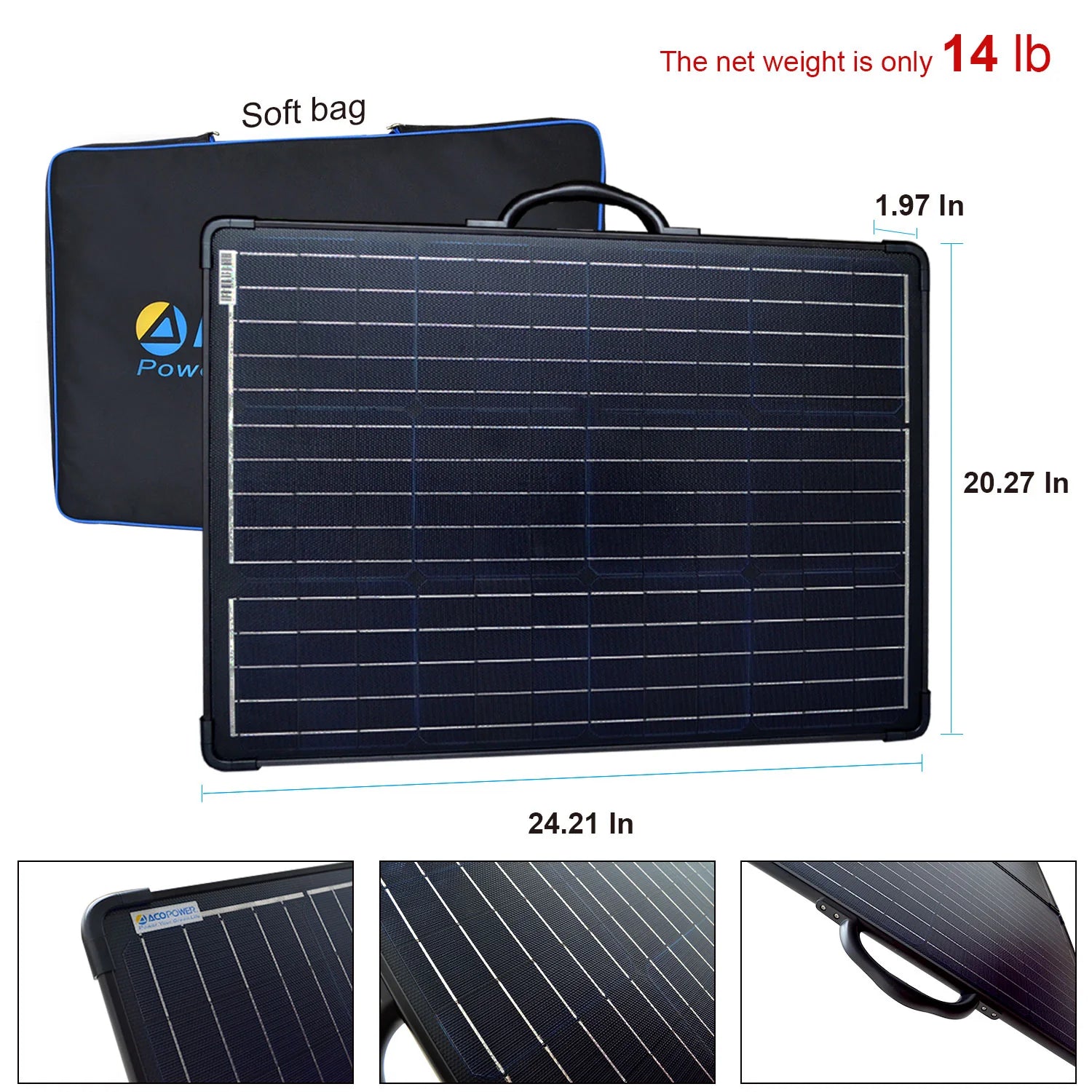 ACOPOWER 120W Portable Solar Panel Kit with 20A Charge Controller - Lightweight Foldable Briefcase Design for Camping, RV, and Emergency Power Supply