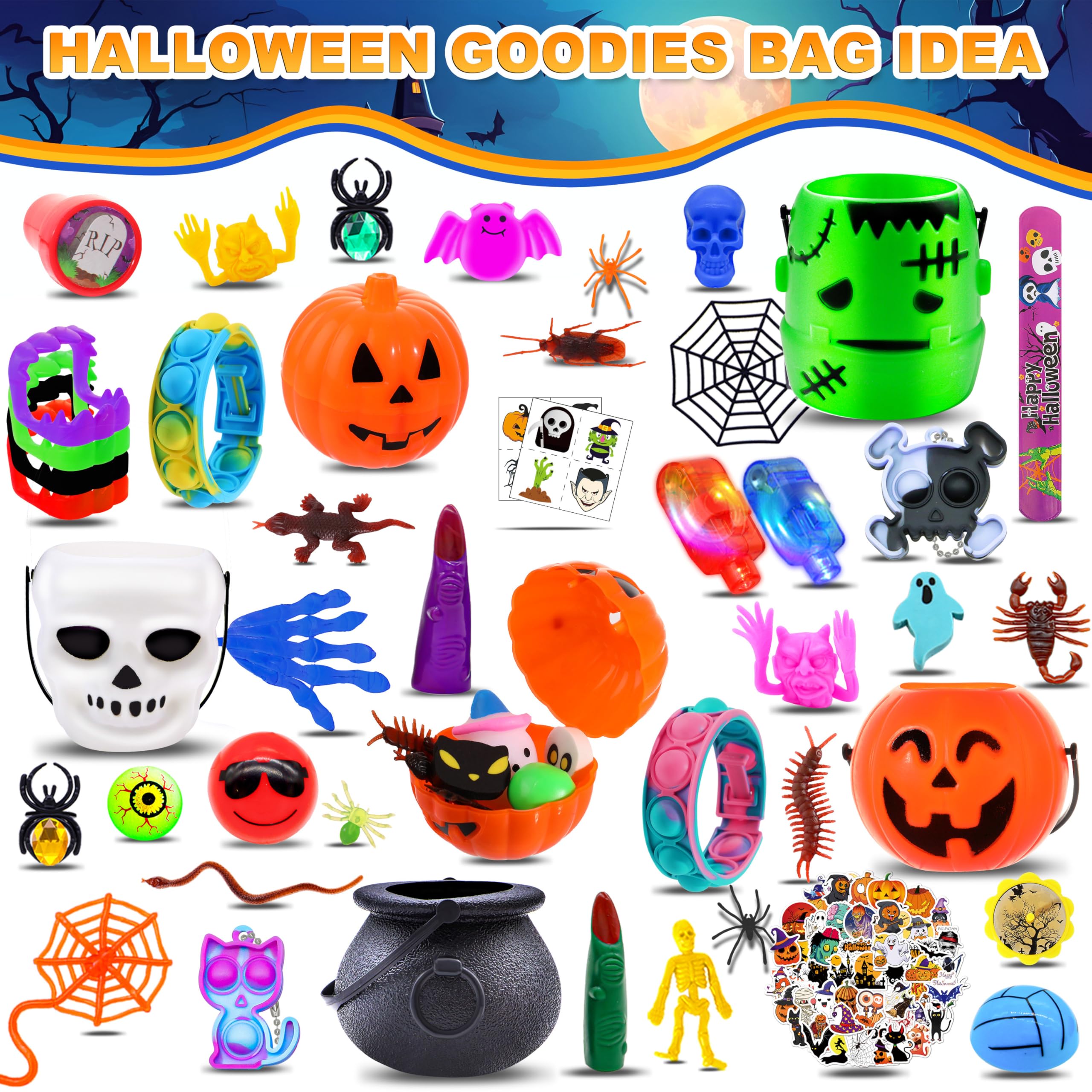 420PCS Halloween Party Favors Bulk Toys - Trick or Treat Bags Fillers, Classroom Prizes, Goodie Bag Stuffers for Kids - Halloween Treasure Box Toys & Party Supplies for Trick-or-Treating, Classroom Rewards & Halloween Gift Exchanges