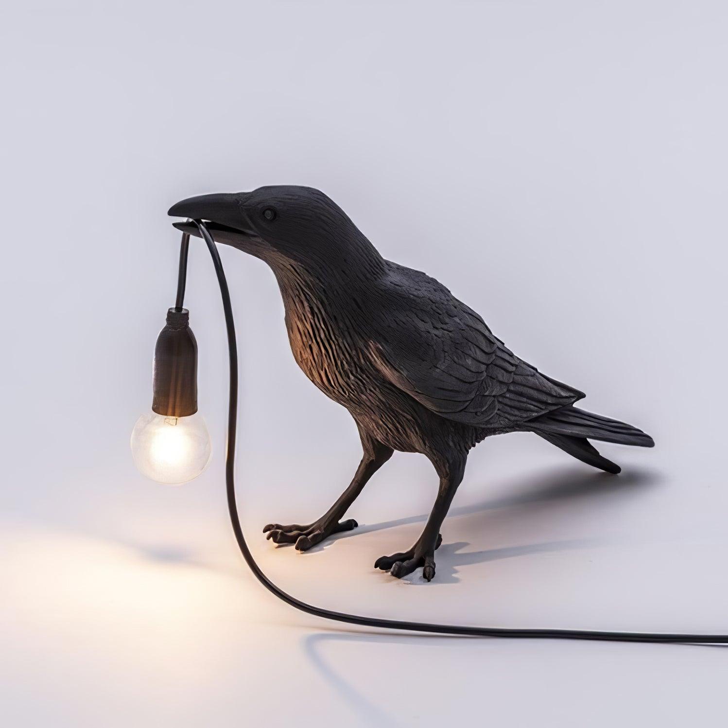 Raven Resin Table Lamp - Modern Gothic Home Decor for Bedroom, Living Room, Office - Handcrafted Night Light with Adjustable Brightness for Reading & Relaxation