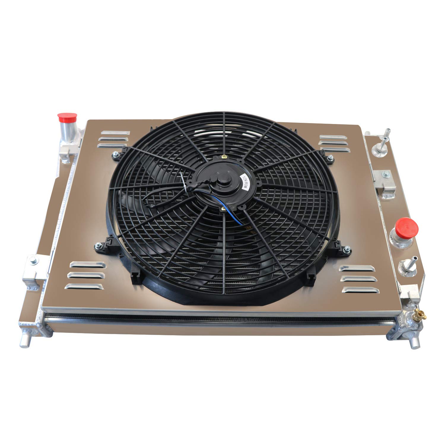 AlloyWorks 3-Row Aluminum Radiator with Shroud Fan & Relay Kit - Compatible with 2005-2013 Chevy Corvette C6, 2003-2006 SSR, Saab 9-3X/9-7X 6.0L 6.2L 7.0L V8 Engines (Includes Double Oil Cooler) - High-Performance Cooling Upgrade for Racing & Hot Weather Driving