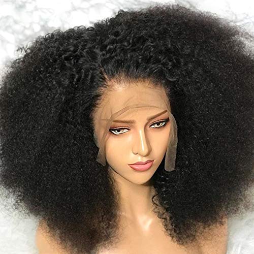 VIPbeauty Afro Kinky Curly Human Hair Wig 13x4 HD Lace Front Wigs 180% Density Glueless Brazilian Virgin Hair - Pre Plucked Natural Hairline for Black Women (12 Inch) - Perfect for Daily Wear, Parties & Special Occasions