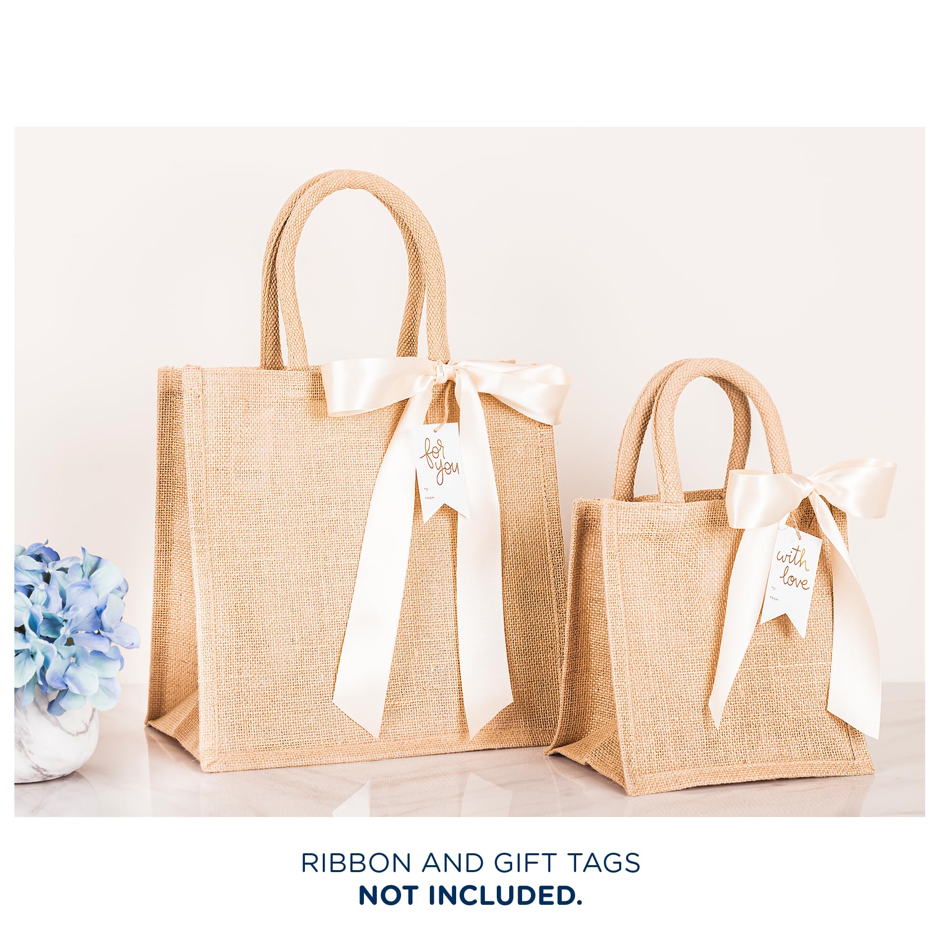 Eco-Friendly Medium Jute Burlap Tote Bags - Reusable & Biodegradable Wedding Favors, Welcome Gifts & Party Supplies for Sustainable Events