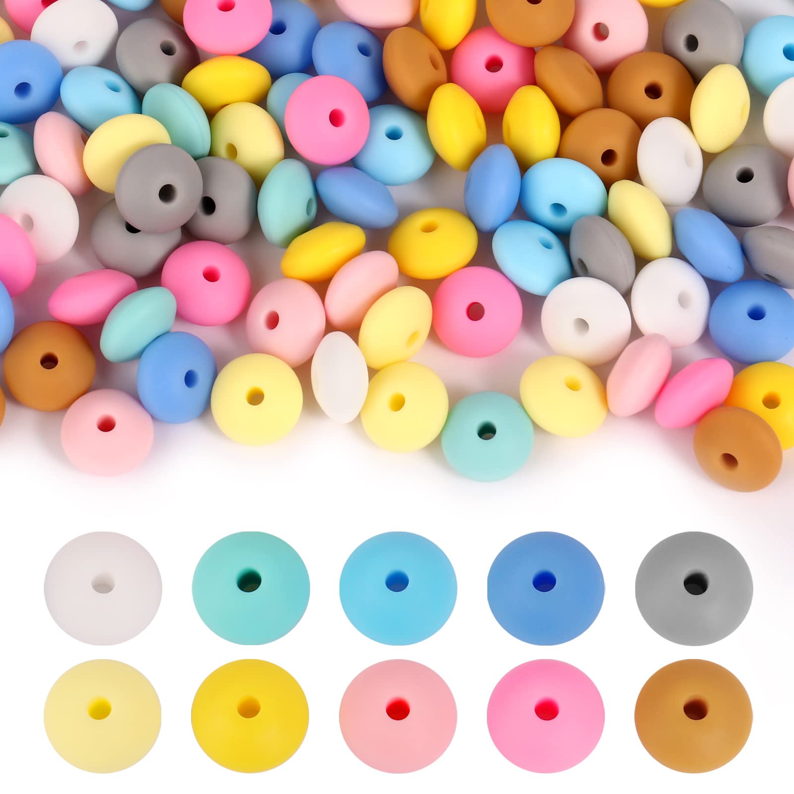 12mm Silicone Beads 100PCS for Jewelry Making & DIY Crafts - Keychains, Bracelets