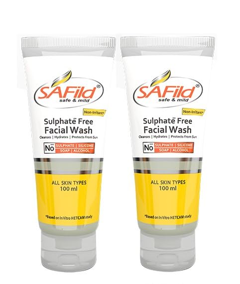 Safild 2-Pack Sensitive Skin Face Wash - Gentle, Non-Irritating Formula for Radiant Skin | 100ml Cleanser for Women & Men | Perfect for Daily Skincare Routine & Travel