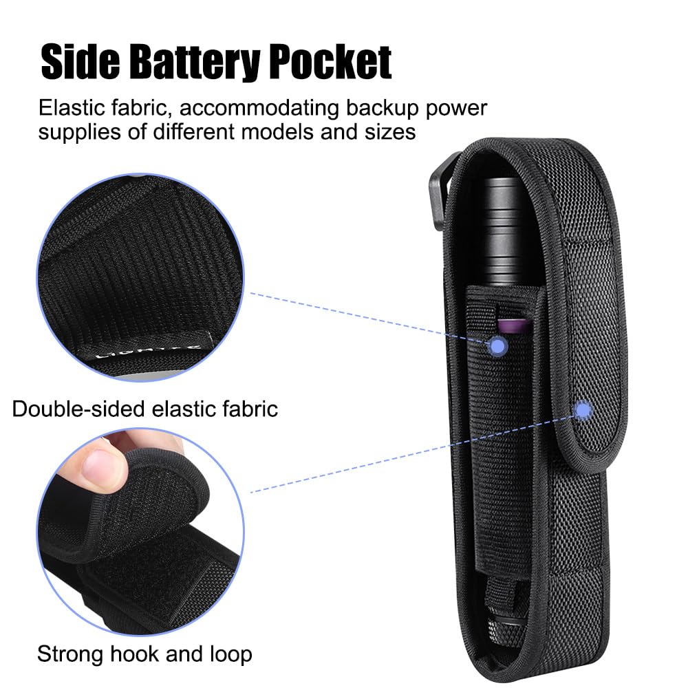 Tactical Flashlight Holster Pouch - Durable Anti-Scratch Belt Case for 5.1-6.3 Inch Flashlights | Perfect for Outdoor Camping, Hiking, Travel & Emergency Use