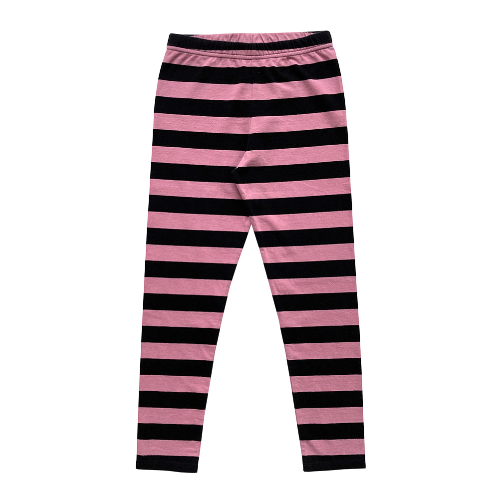 LMH Striped Leggings for Women - Rose & Black High Waist Yoga Pants - Comfortable Workout Leggings for Running, Gym, Yoga & Lounge