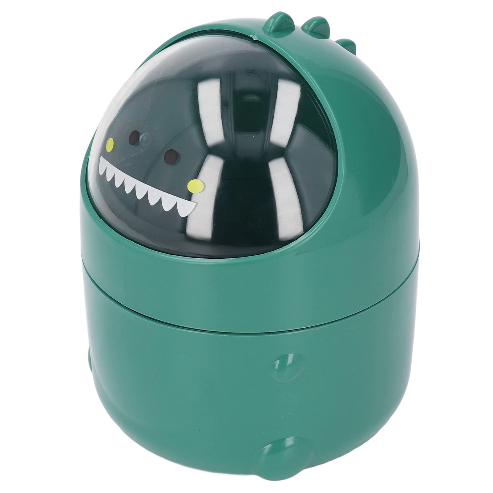 Mini Desktop Trash Can - Cute Baby Dinosaur Design Small Garbage Bin with Lid & Non-Slip Base - Perfect for Office, Bathroom, Kitchen, Desk, Coffee Station - Green Dinosaur Wastebasket for Home and Workspace Organization