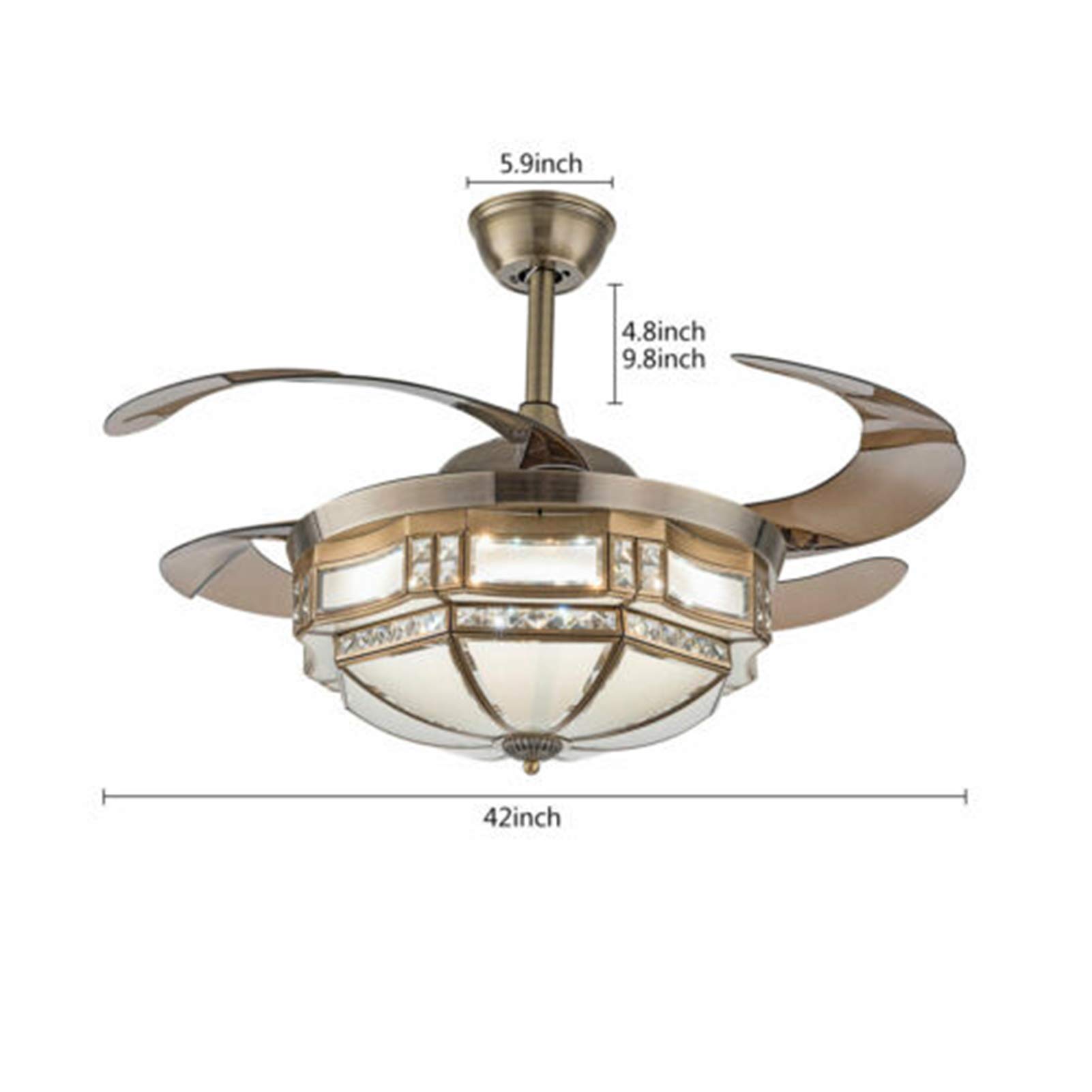 Modern Tiffany Style Ceiling Fan with Light - 42