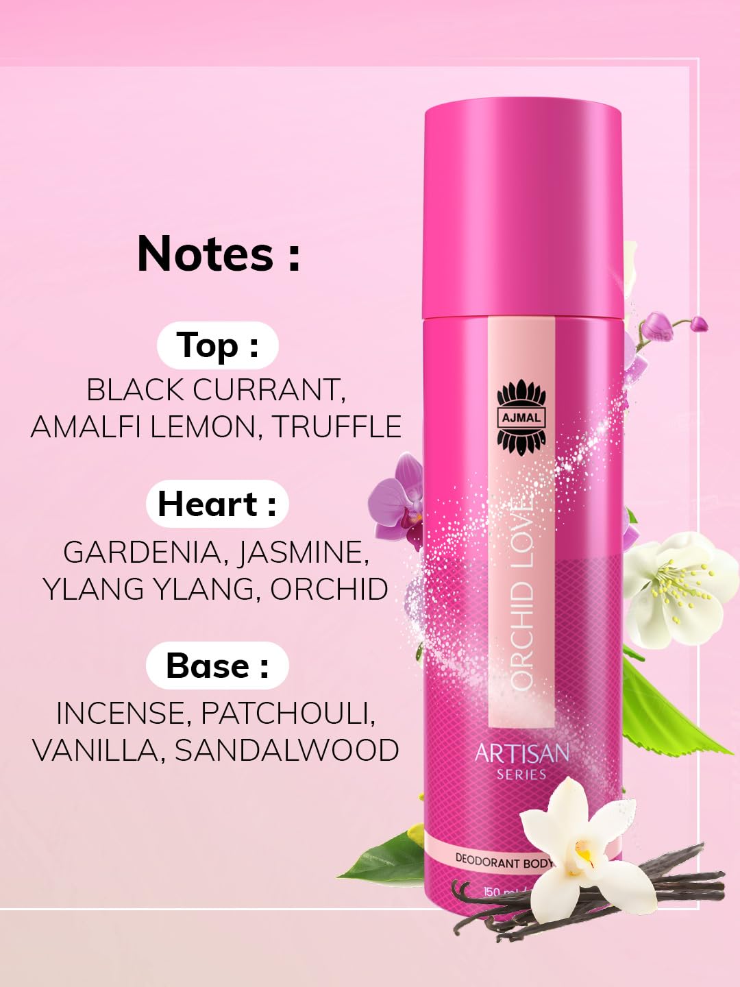Ajmal Artisan Orchid Love Deodorant Perfume 150ml - Long Lasting Floral Fragrance Spray for Women | Gift Set, Online Exclusive | Perfect for Daily Wear, Date Nights & Special Occasions