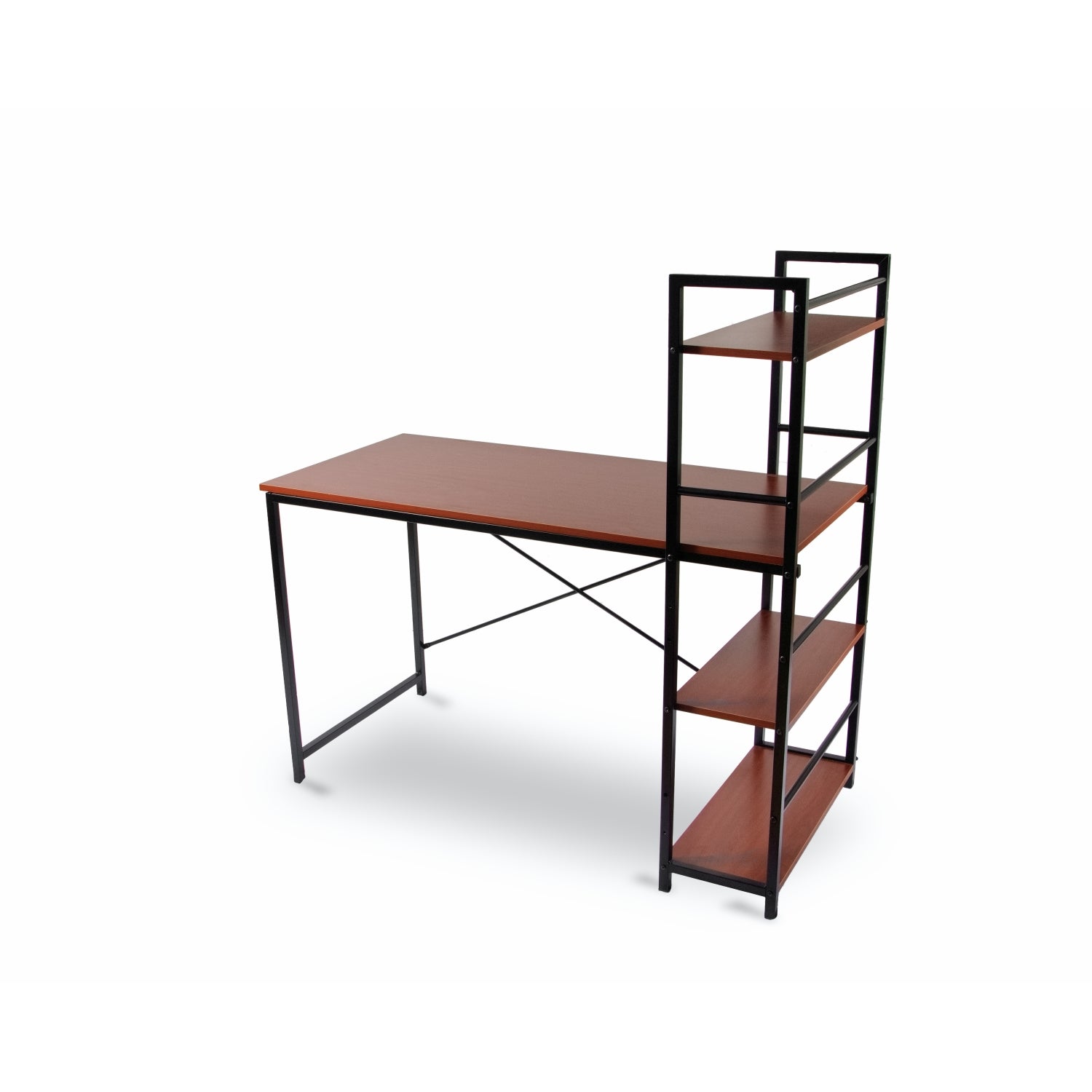 1907B Office Computer Desk - Red Brown Modern Workstation for Home & Office - Ergonomic Study Desk with Durable Finish - Perfect for Remote Work & Small Spaces