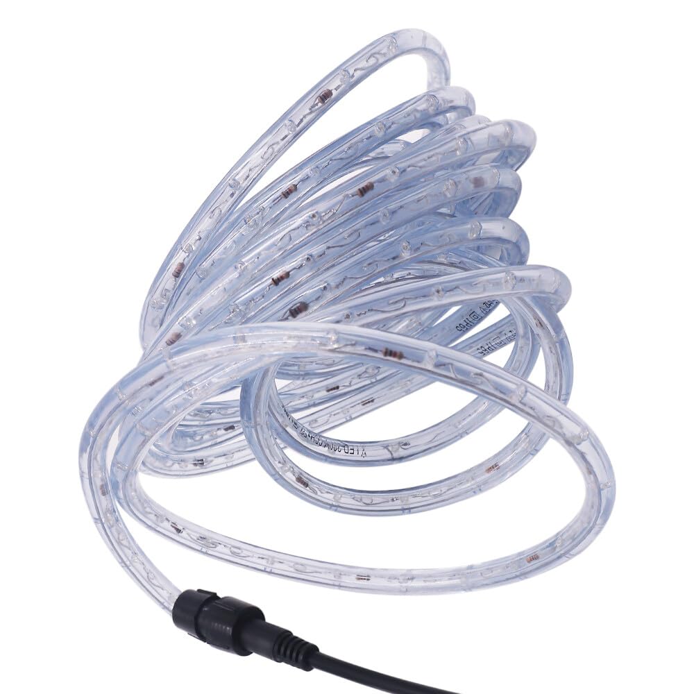 Outdoor Waterproof Rope Lights 2M (6.5ft) 110V LED String Lights - Warm White Tube Lights for Patio, Garden, Landscape Lighting - Perfect for Living Room, Backyard, Party & Holiday Decorations