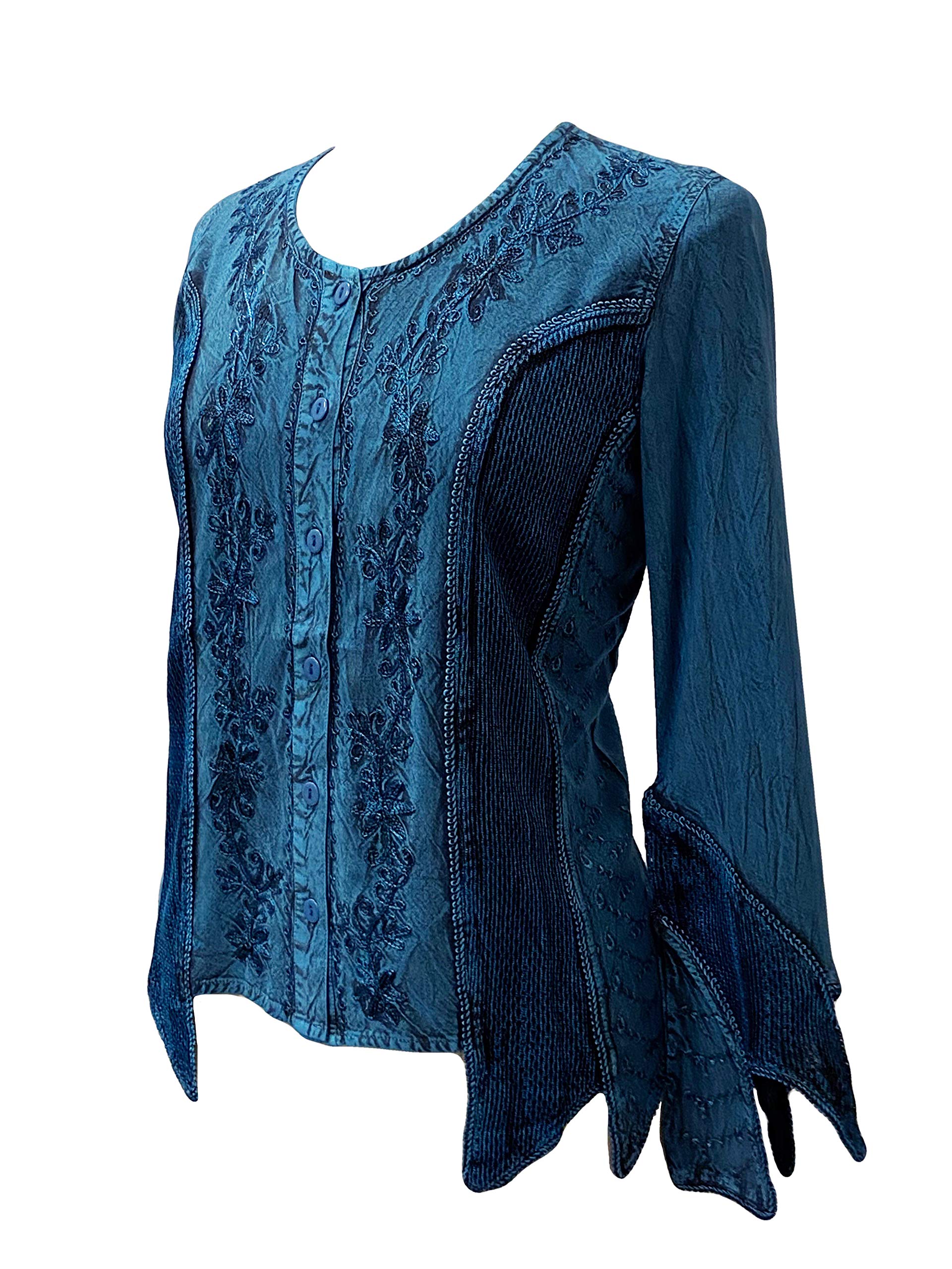 Agan Traders Women's 2025 Spring Vintage Bohemian Button Down Long Sleeve Blouse - Renaissance Style Floral Print Shirt for Casual Wear, Office & Date Night