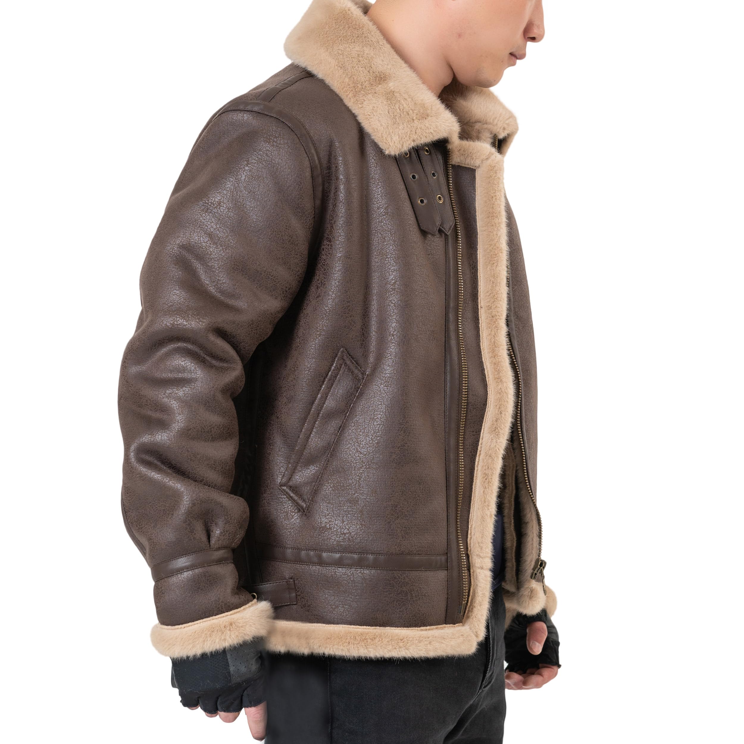 Men's Brown Leather Jacket - Motorcycle Bomber Coat for Winter, Cosplay Costume (Sizes XS to 3XL) | Stylish Outerwear for Riding, Casual Wear & Costume Events