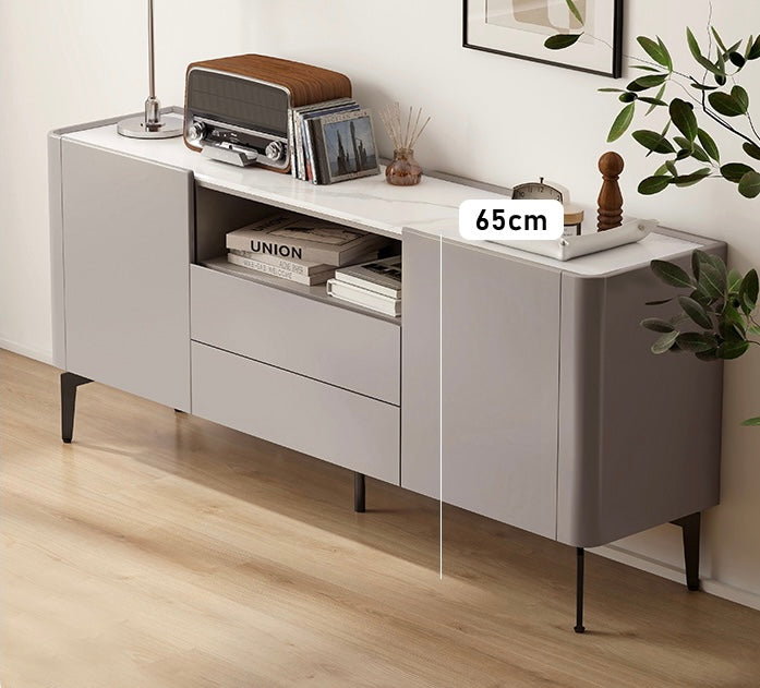 Solid Poplar Wood TV Stand with Slate Top - Modern Luxury Bedroom Furniture for Living Room & Home Entertainment Setup