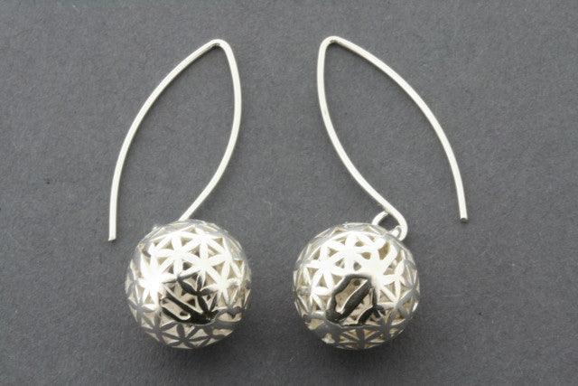 Sterling Silver Cutout Ball Drop Earrings for Women - Elegant Dangle Earrings for Party, Wedding & Everyday Wear