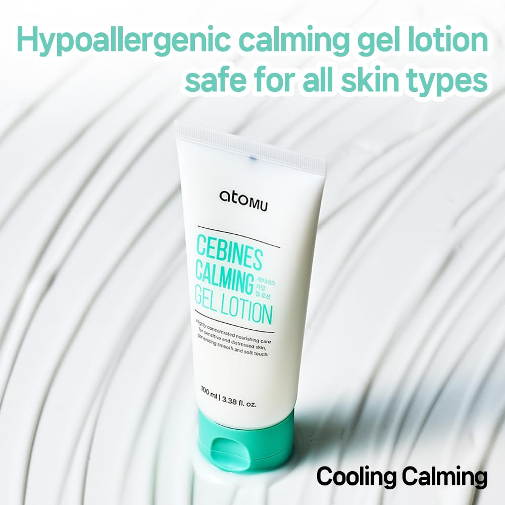 Atomu Cebines Calming Gel Lotion - Soothing Korean Skincare for Sensitive Skin | Redness Relief & Cooling Care