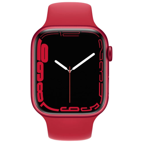 Apple Watch Series 7 (GPS) 45mm Red Aluminum Case with Red Sport Band - Fitness Tracker, Heart Rate Monitor, Water Resistant Smartwatch for Running, Swimming & Daily Activity (MKN93LL)