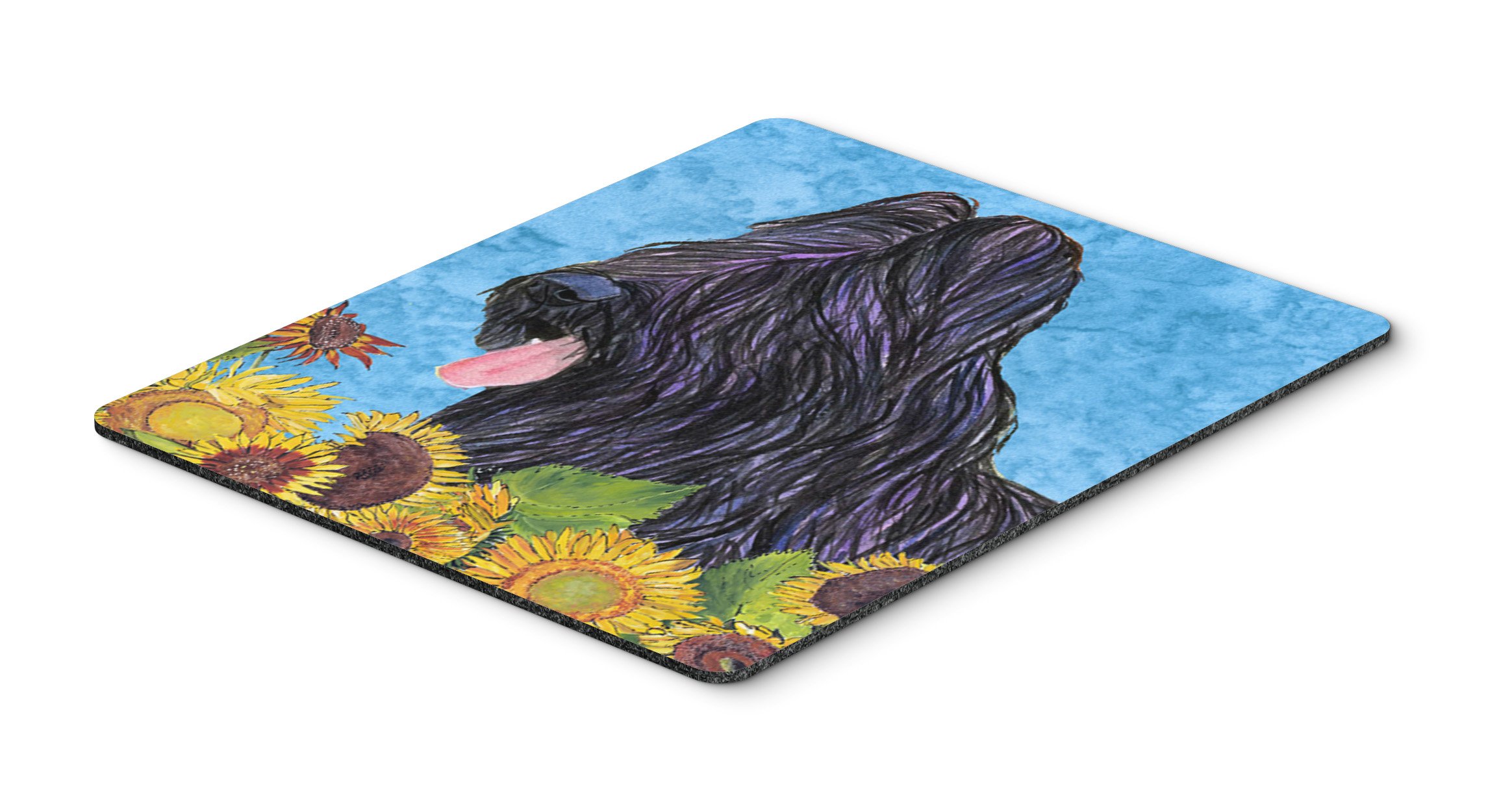 Briard in Summer Flowers Mouse Pad - Large Washable Non-Slip Desk Mat for Home Office, Gaming & Computer Work | Heat-Resistant Hot Pad & Trivet | Perfect for Laptop Users & PC Enthusiasts