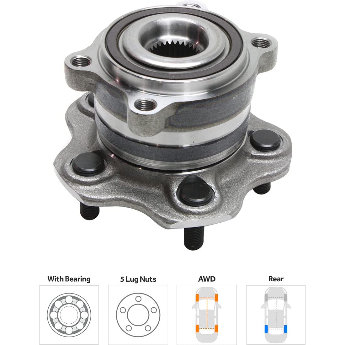 Garage-Pro Rear 2-Wheel Hub Bearing Assembly Kit - Compatible with Nissan Murano 2009-2014 AWD Models (Driver & Passenger Side, 5-Lug) - Durable Replacement for Smooth & Quiet Driving | Perfect for Off-Road Adventures & Daily Commutes