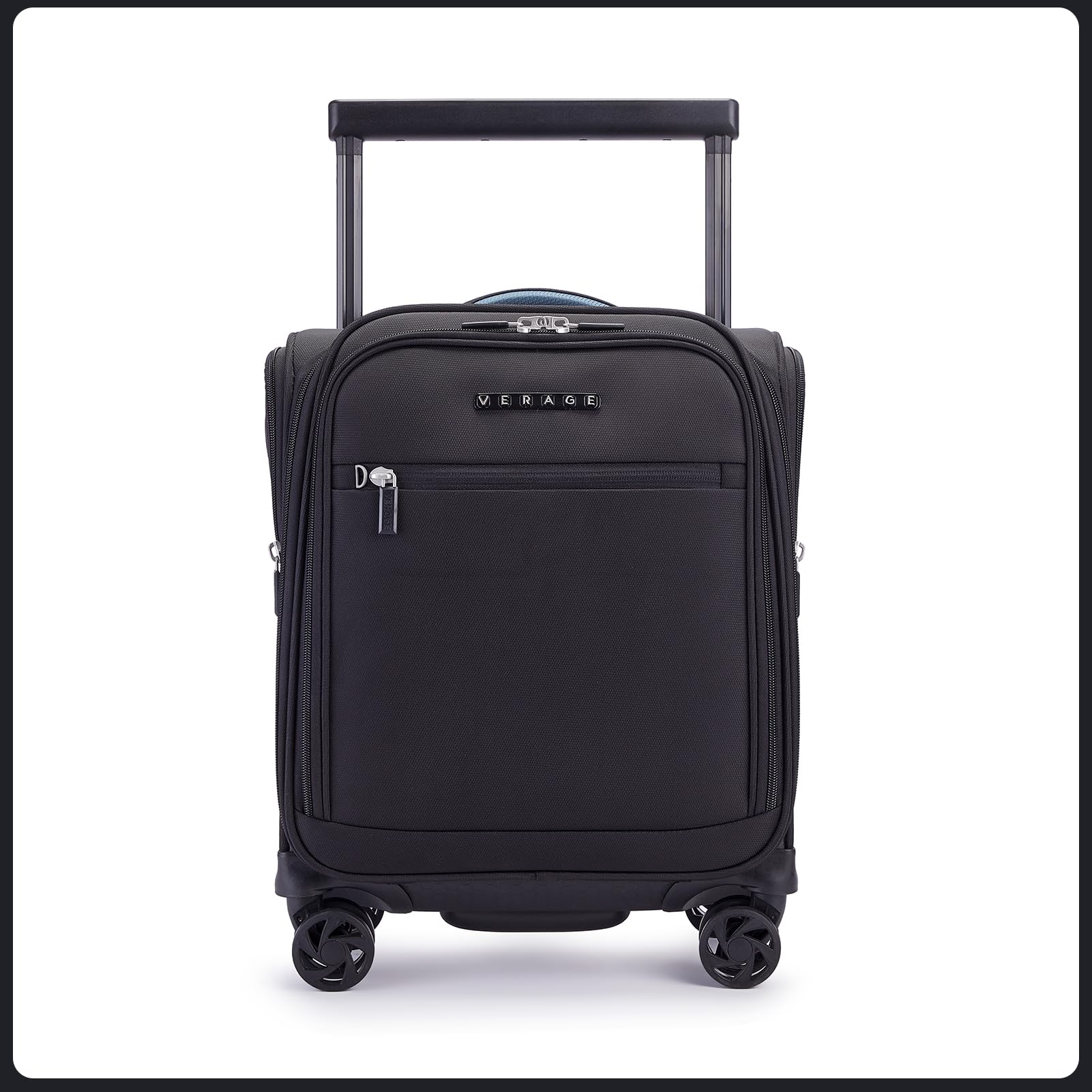 Vercase 15 Inch Underseat Spinner Carry On Luggage with Wheels - Black Travel Bag for Airplanes, Perfect Personal Item for Men & Women | Ideal for Business Trips & Weekend Getaways
