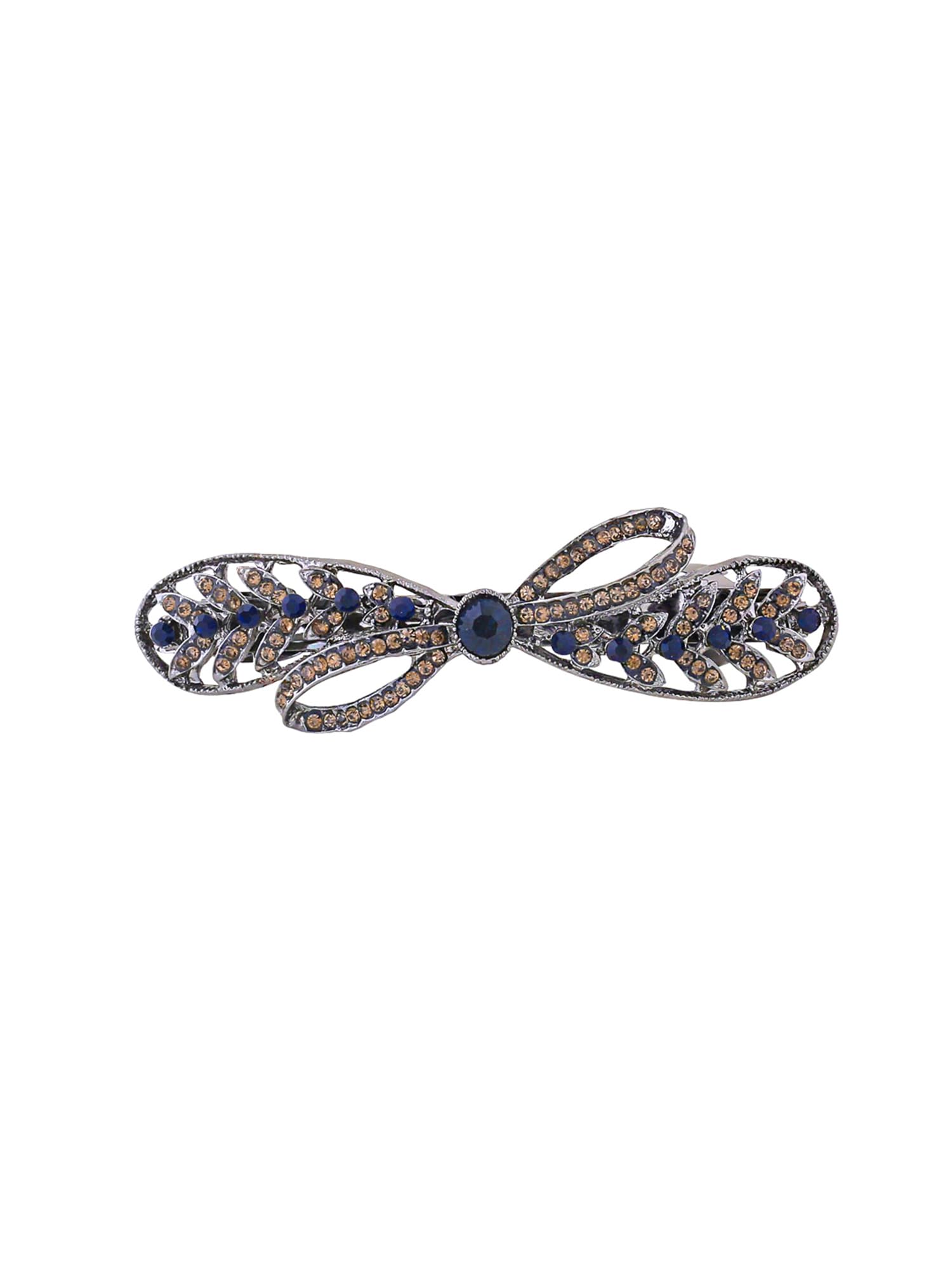 Yellow Chimes Hair Clips for Women & Girls - Blue Crystal French Barrette Hair Accessories for School, Work & Special Occasions