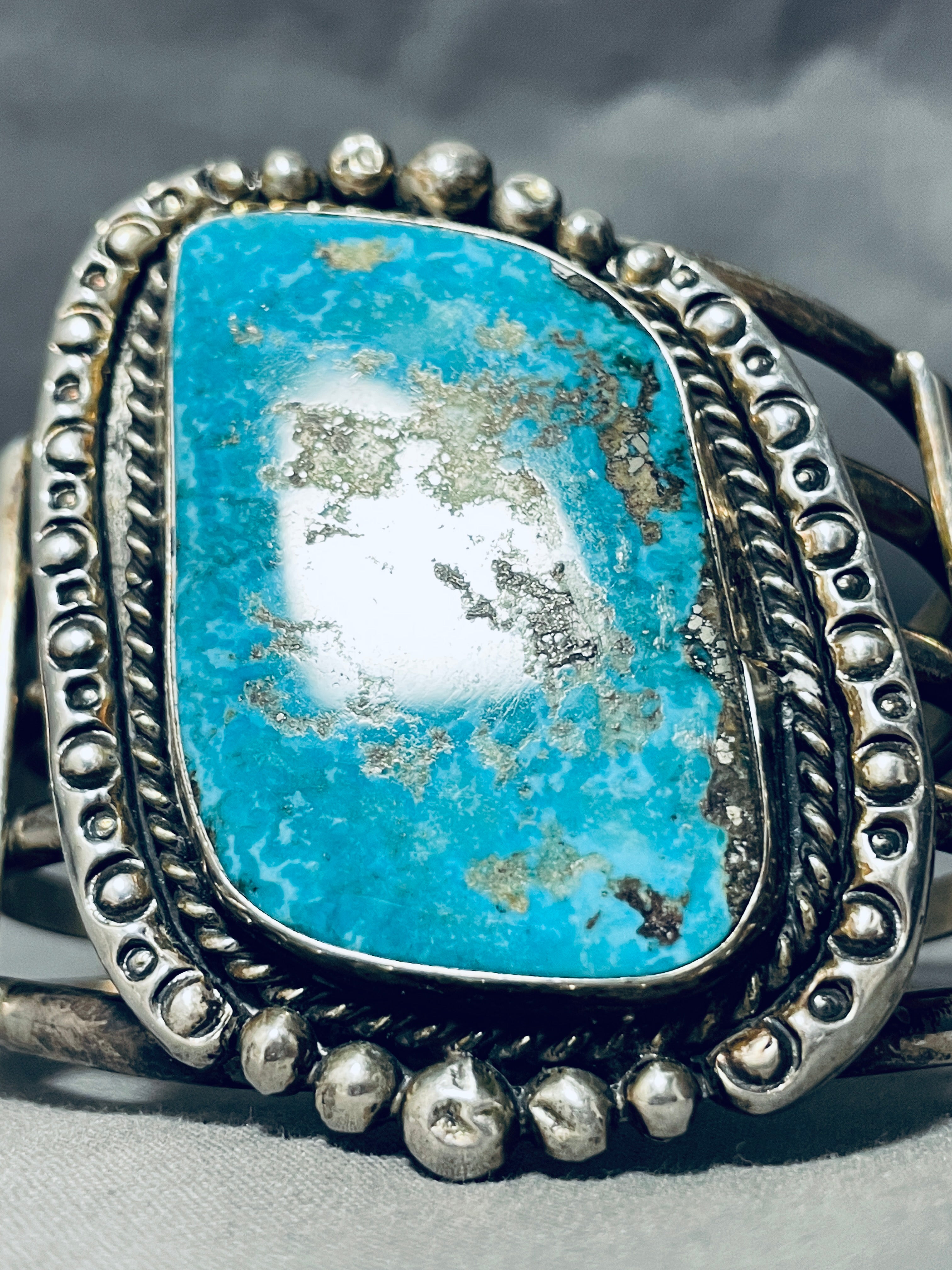 Authentic Navajo Sterling Silver Turquoise Bracelet - 106g Vintage Handmade Jewelry for Women - Perfect for Boho Fashion, Gift Giving & Special Occasions