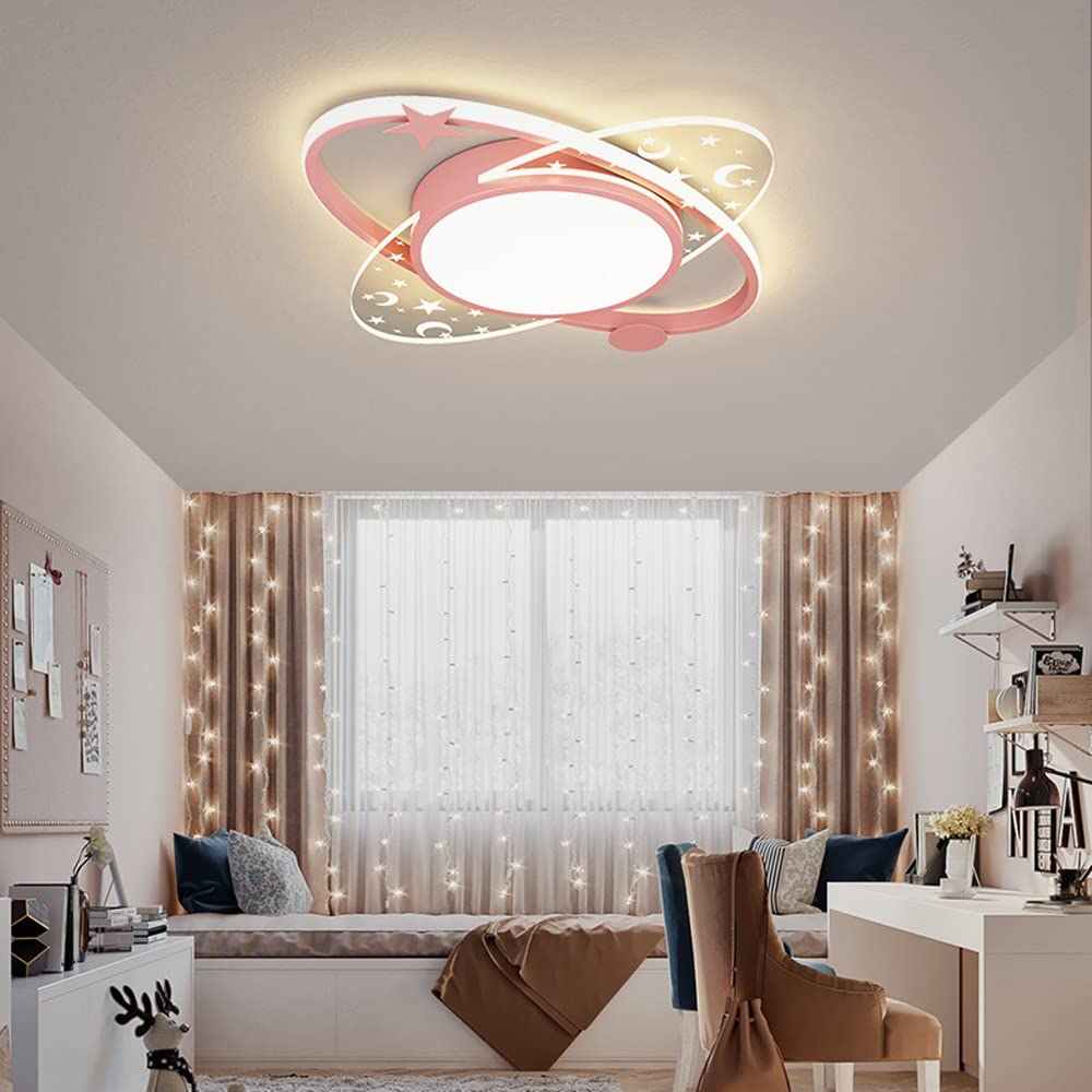 Dimmable LED Ceiling Light - Modern Acrylic Moon & Star Shaped Flush Mount Chandelier for Kids Room, Nursery, Bedroom & Hotel Decor | Soft Lighting for Nighttime Comfort & Themed Spaces