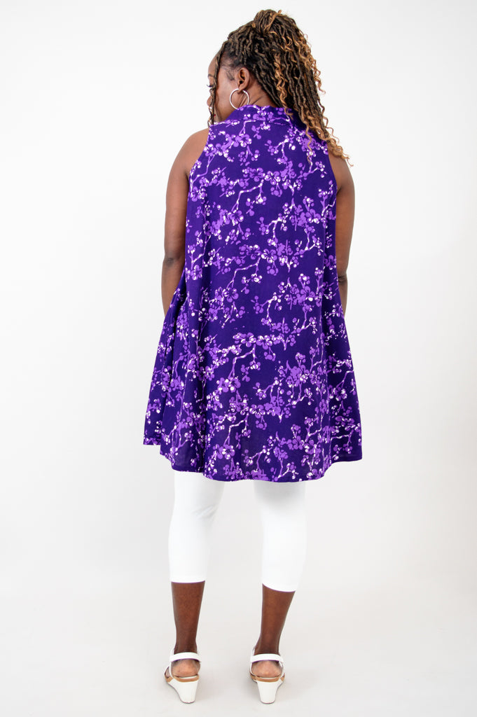 Cissy Tank Top - Floral Frangi Lilac Print Women's Blouse for Casual Wear & Summer Outfits